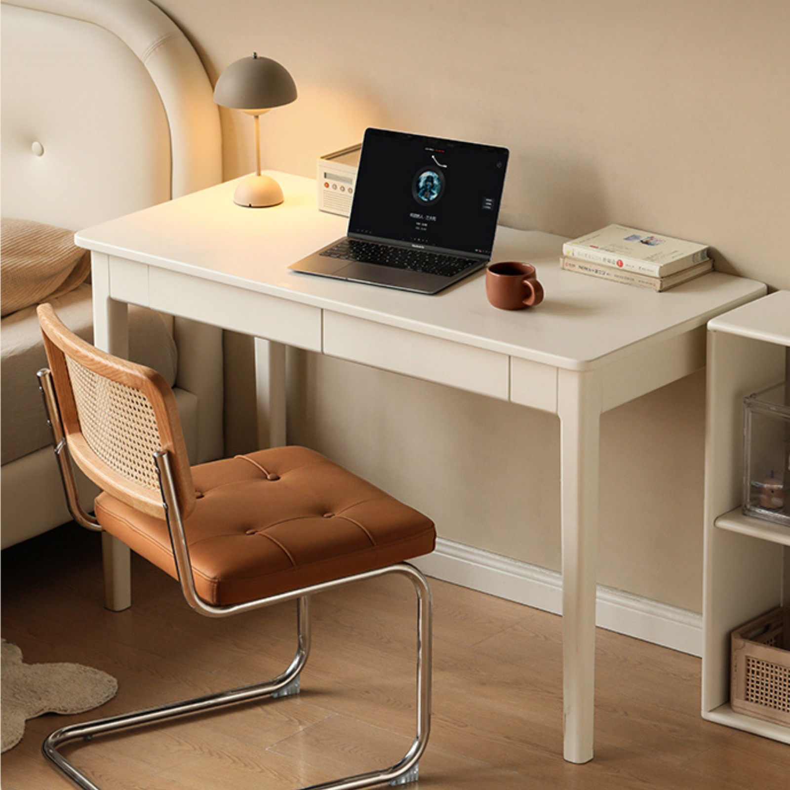 Solid RubberWood Wood Office Desk with Drawer