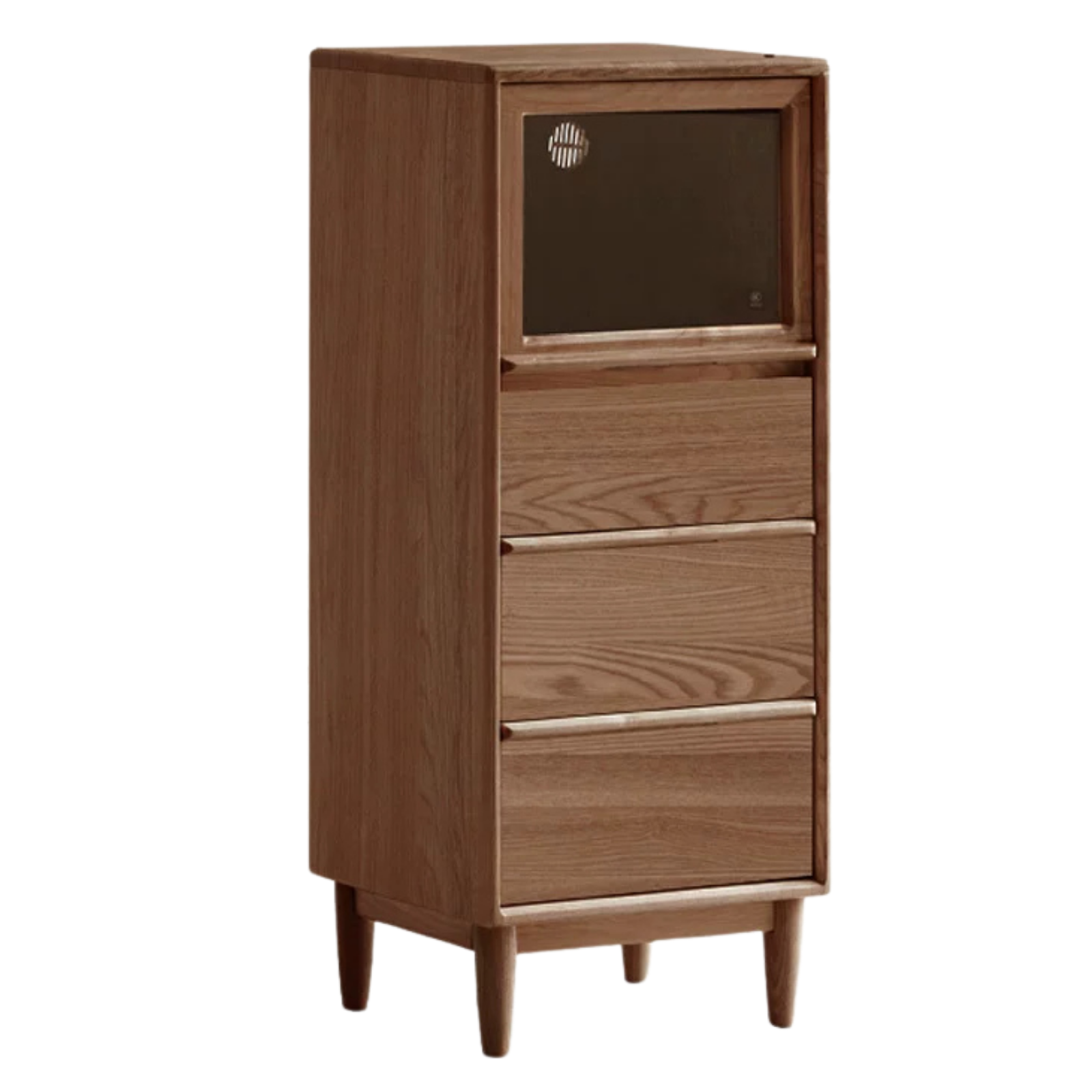Ash, White Ash Solid Wood Modern Minimalist Side Cabinet with Light