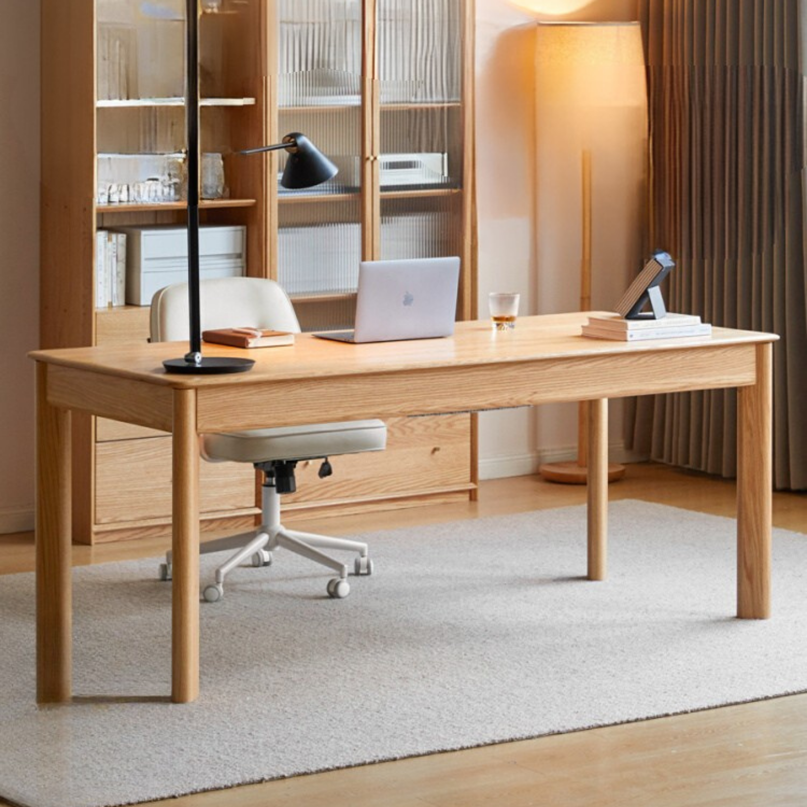 Oak, Ash Solid Wood Long Office Desk