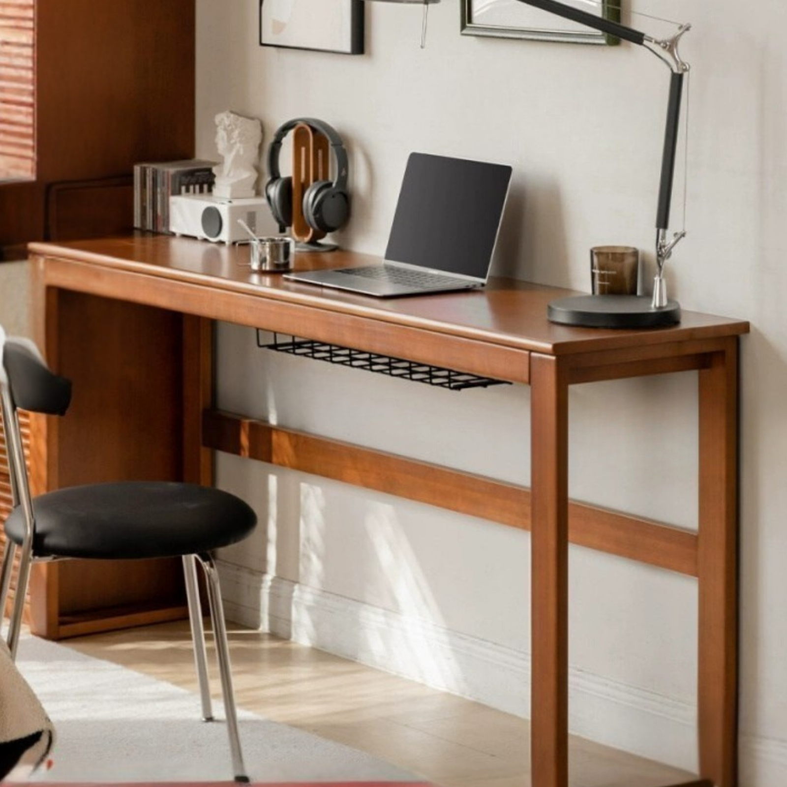 Poplar Solid Wood Narrow Office Desk.