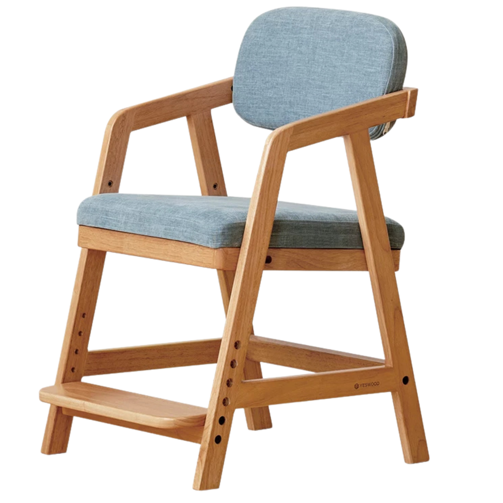 Solid RubberWood Kids Adjustable Height Desk Chair with Footrest