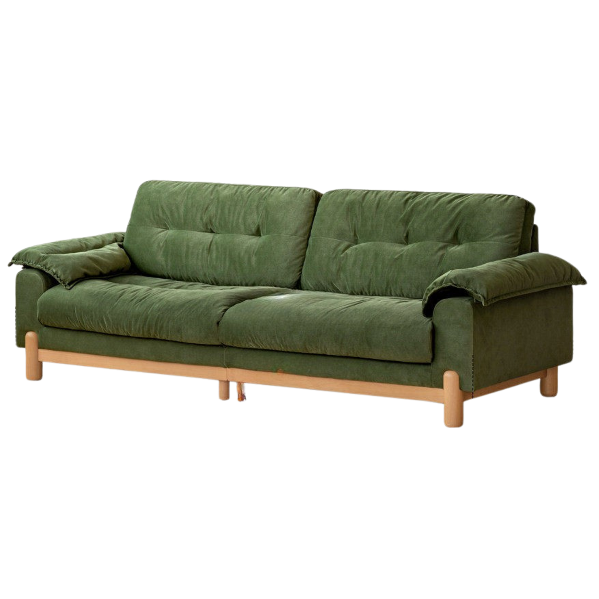 Beech Solid Wood Retro Sofa with Scratch Resistant Fabric High Back