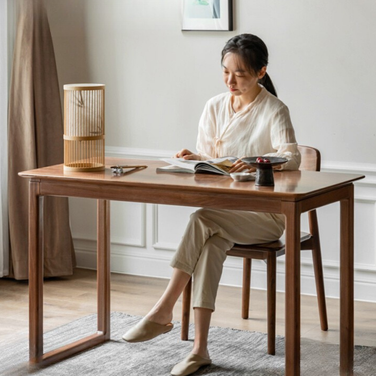 Solid Wood New Chinese Style Desk Black Walnut Calligraphy Desk Writing ...