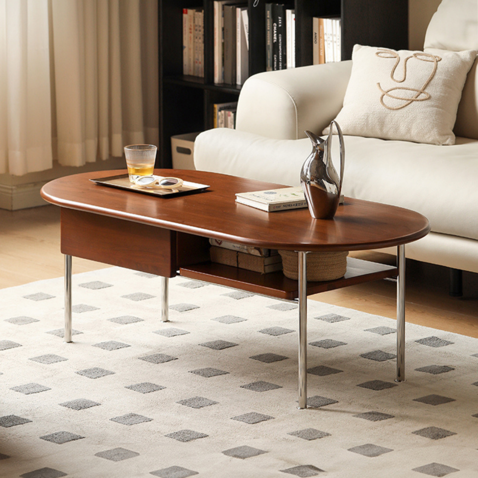 Poplar Solid Wood French Retro Small Storage Coffee Table