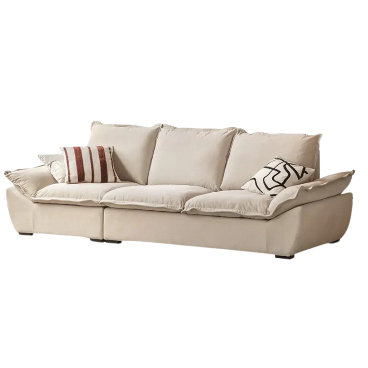 Cream Style Fabric Sofa with Pet-Friendly Scratch-Resistant Fabric, Fully Removable and Washable Design