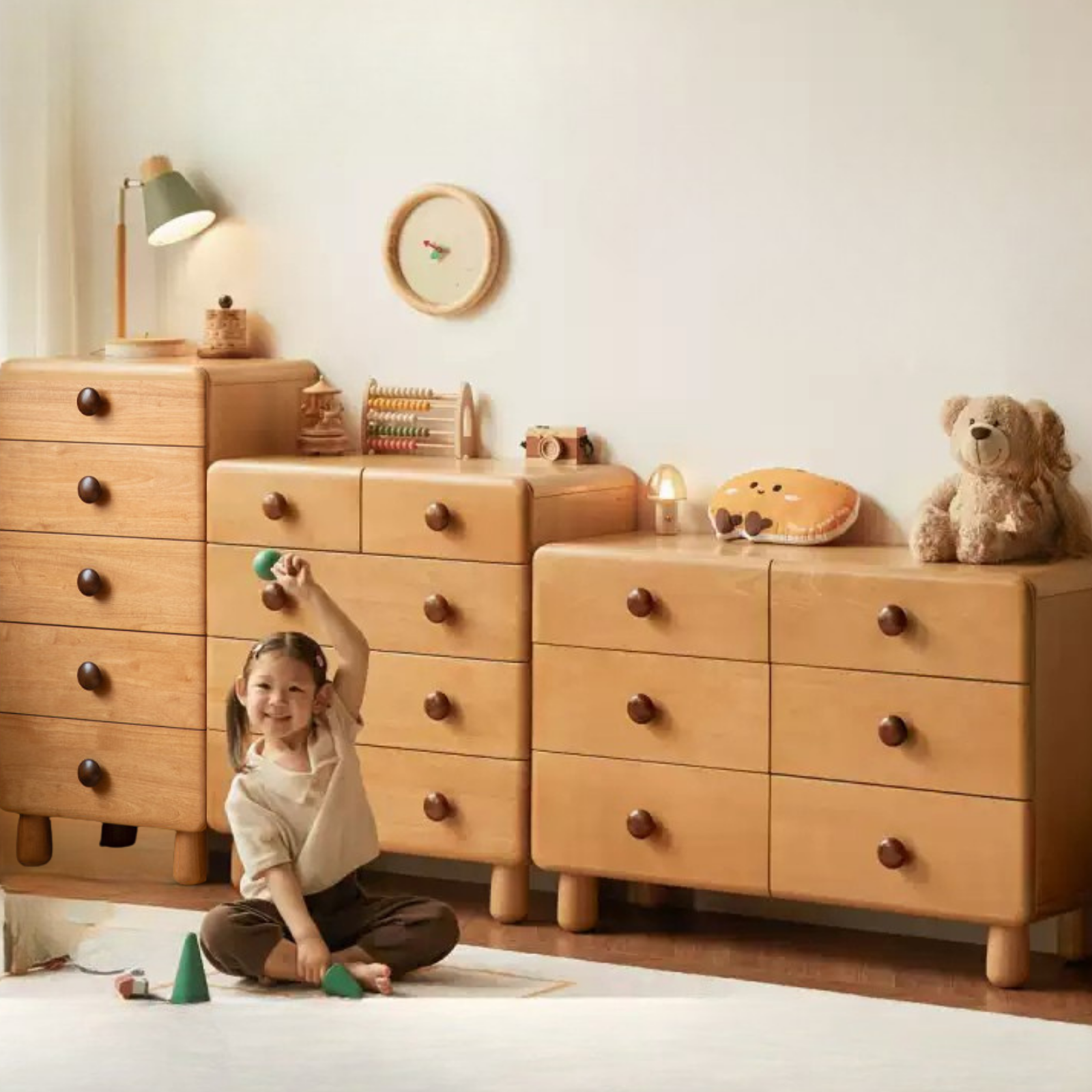 Beech Solid Wood, Solid Rubberwood Original Wood Style Kids Dresser
