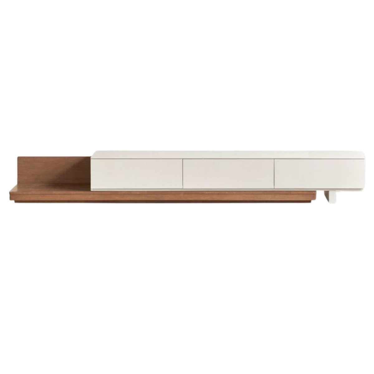 Solid RubberWood Extendable TV Stand with Two-Tone Color Block Design