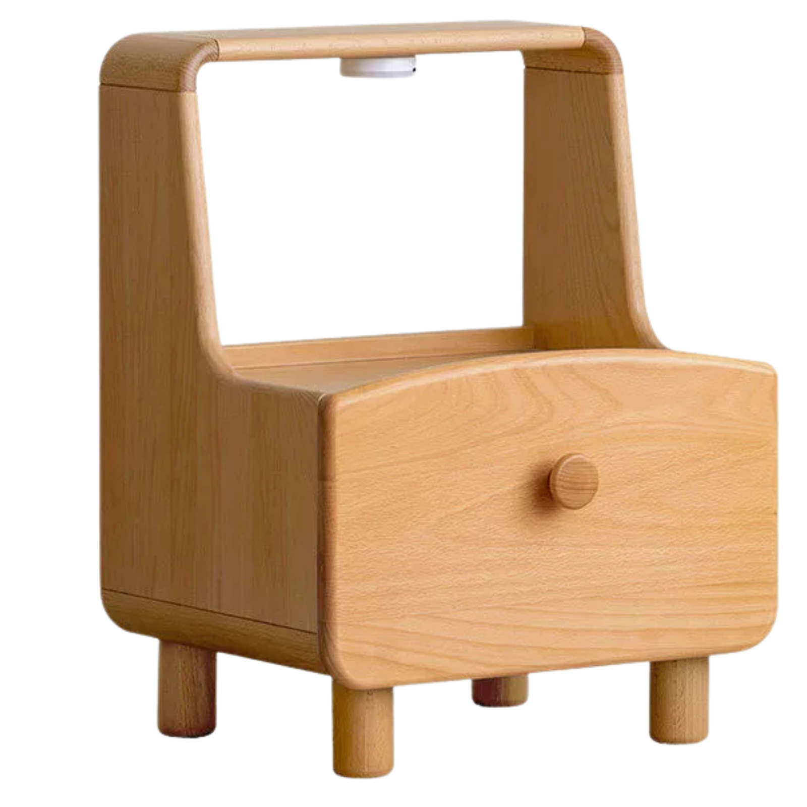 Beech Solid Wood Kids Nightstand Built-in Night Light