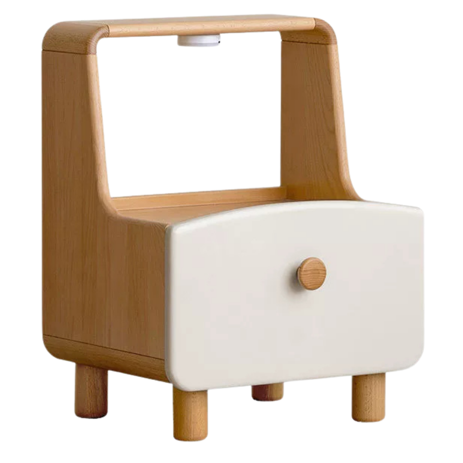 Beech Solid Wood Kids Nightstand Built-in Night Light