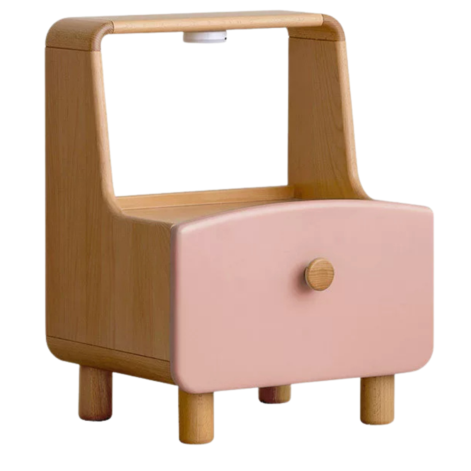 Beech Solid Wood Kids Nightstand Built-in Night Light