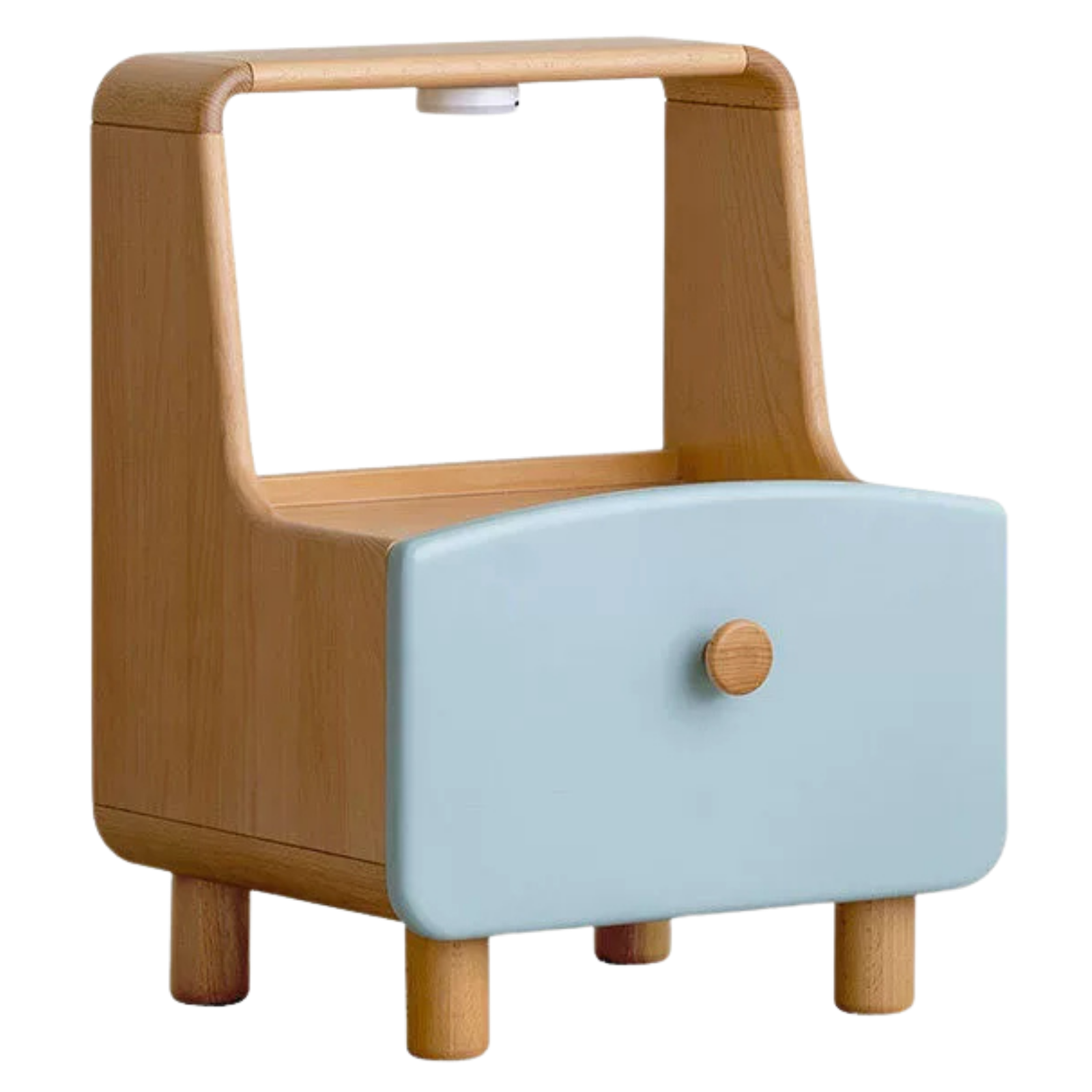Beech Solid Wood Kids Nightstand Built-in Night Light