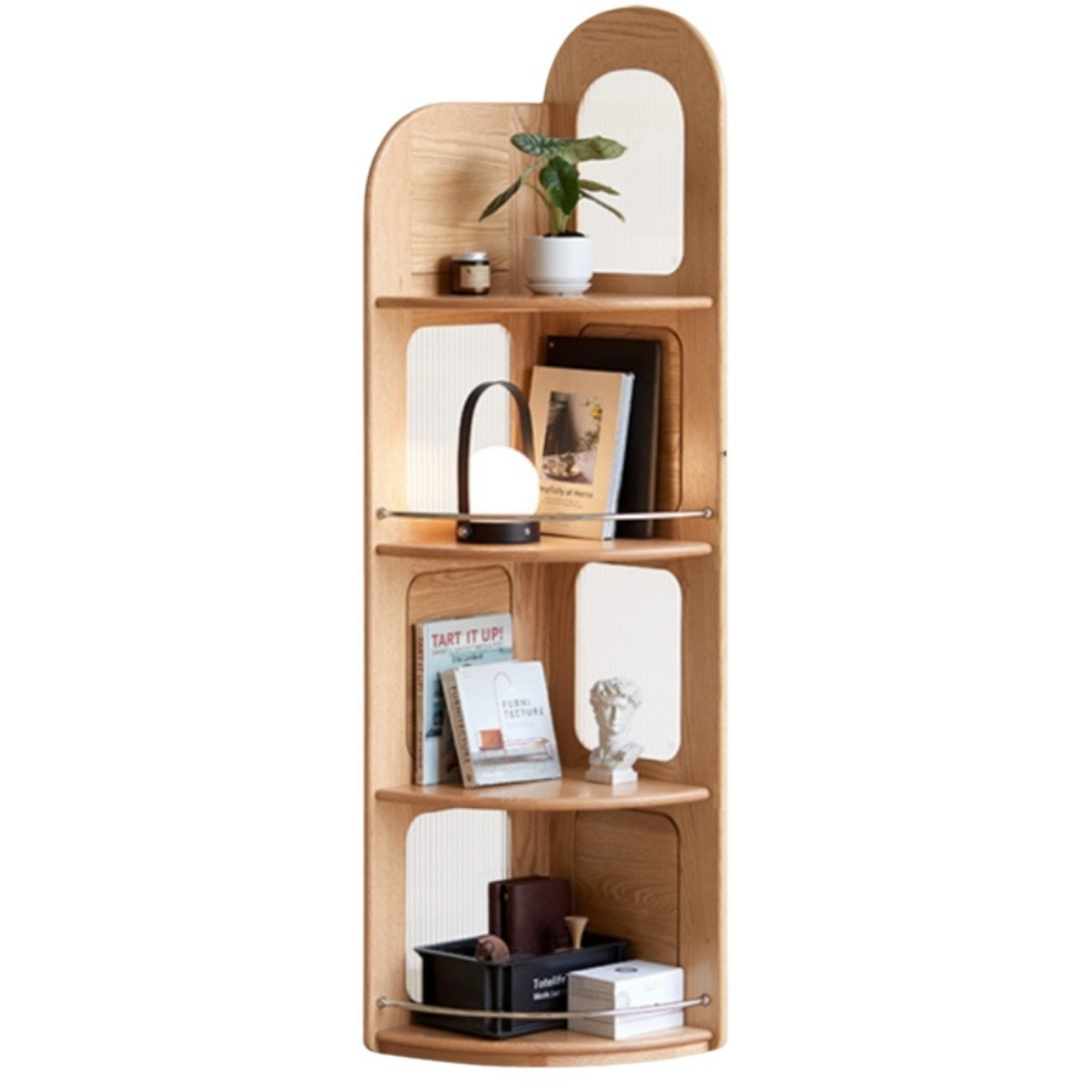 Oak, Ash Solid Wood Bookshelf Household Corner Storage Rack