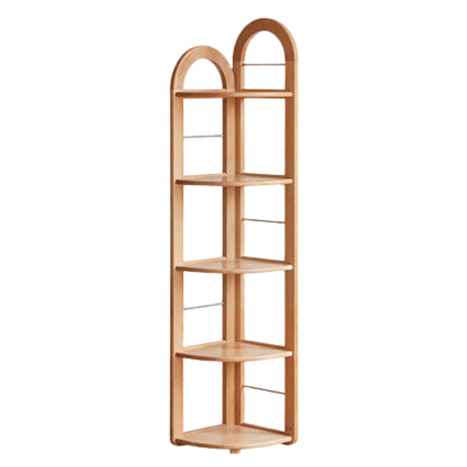 European Beech Solid Wood Corner Bookshelf.