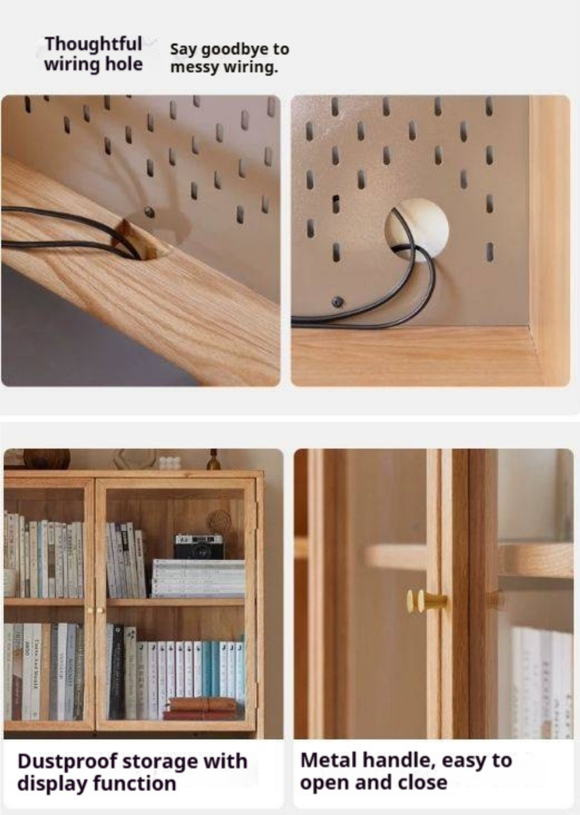 Oak, Cherry Solid Wood Desk Bookshelf Integrated Study Table