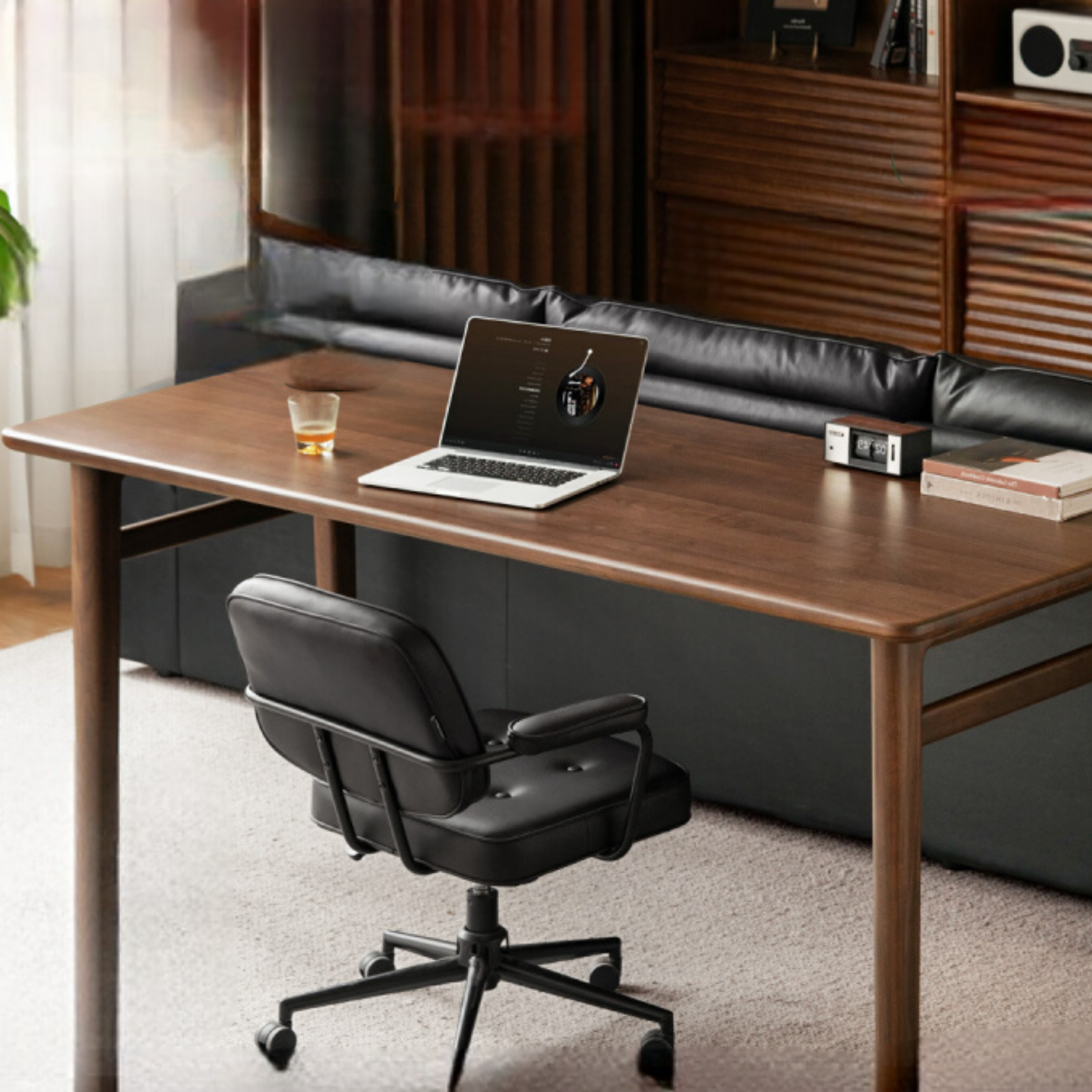 Black Walnut Solid Wood Modern Office Desk