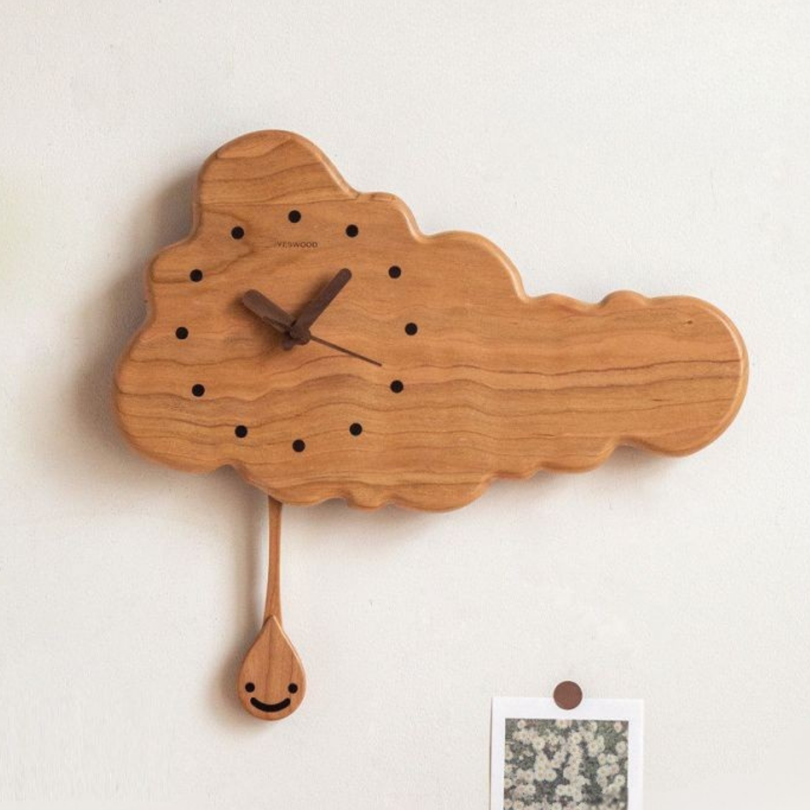 Cherry Solid Wood Nordic Style Eco Friendly Wall Clock