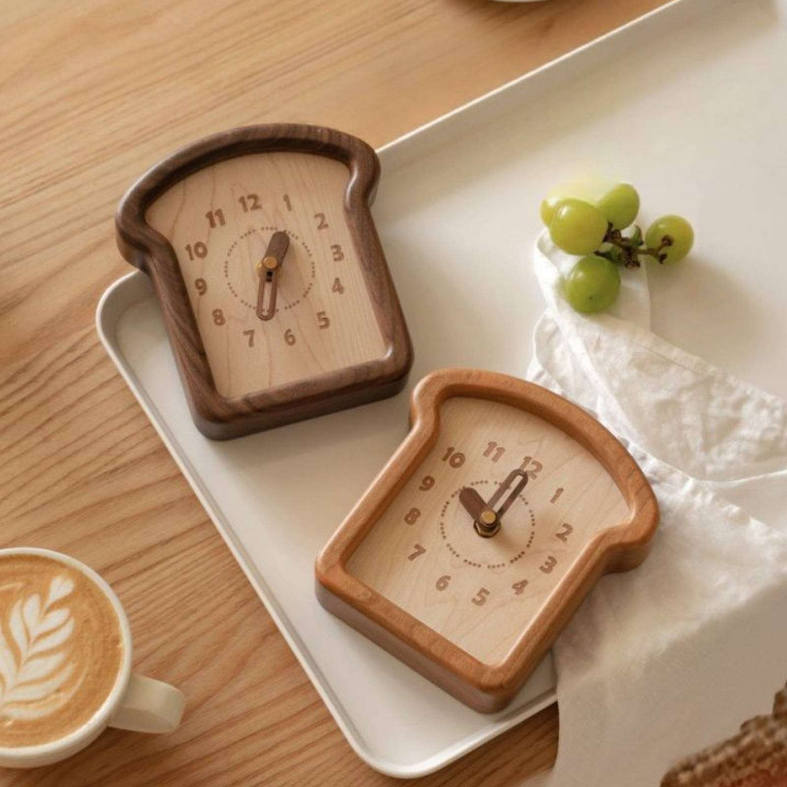 Cherry, Black Walnut Solid Wood Toast Clock Creative
