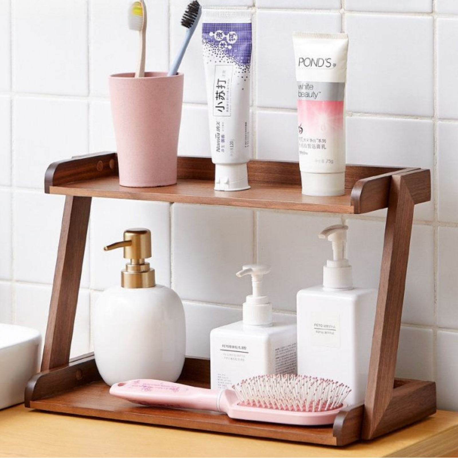 Ash Solid Wood Double Layer Open Sorting Rack