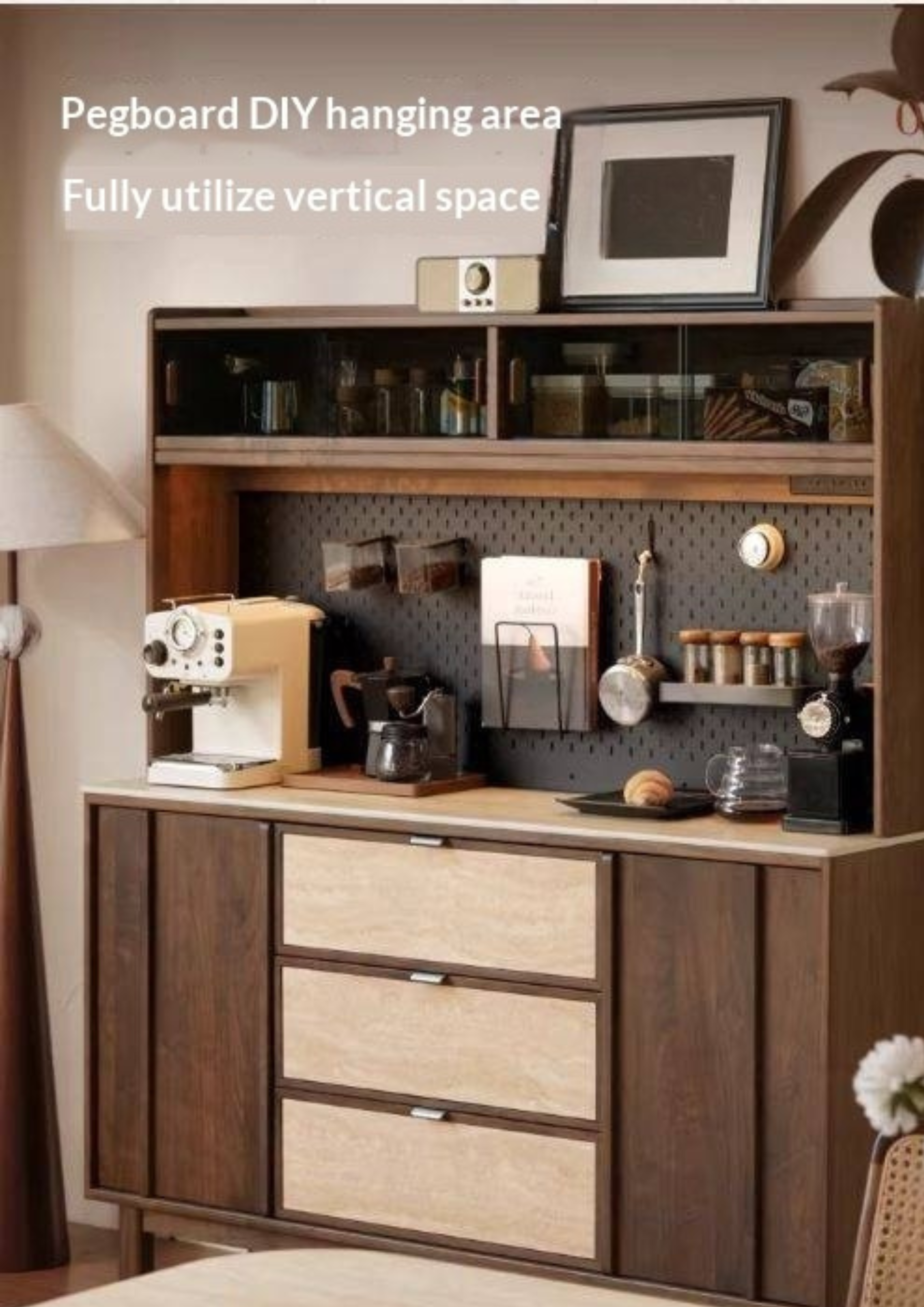 Black Walnut Solid Wood Ancient Style Buffet Cabinet