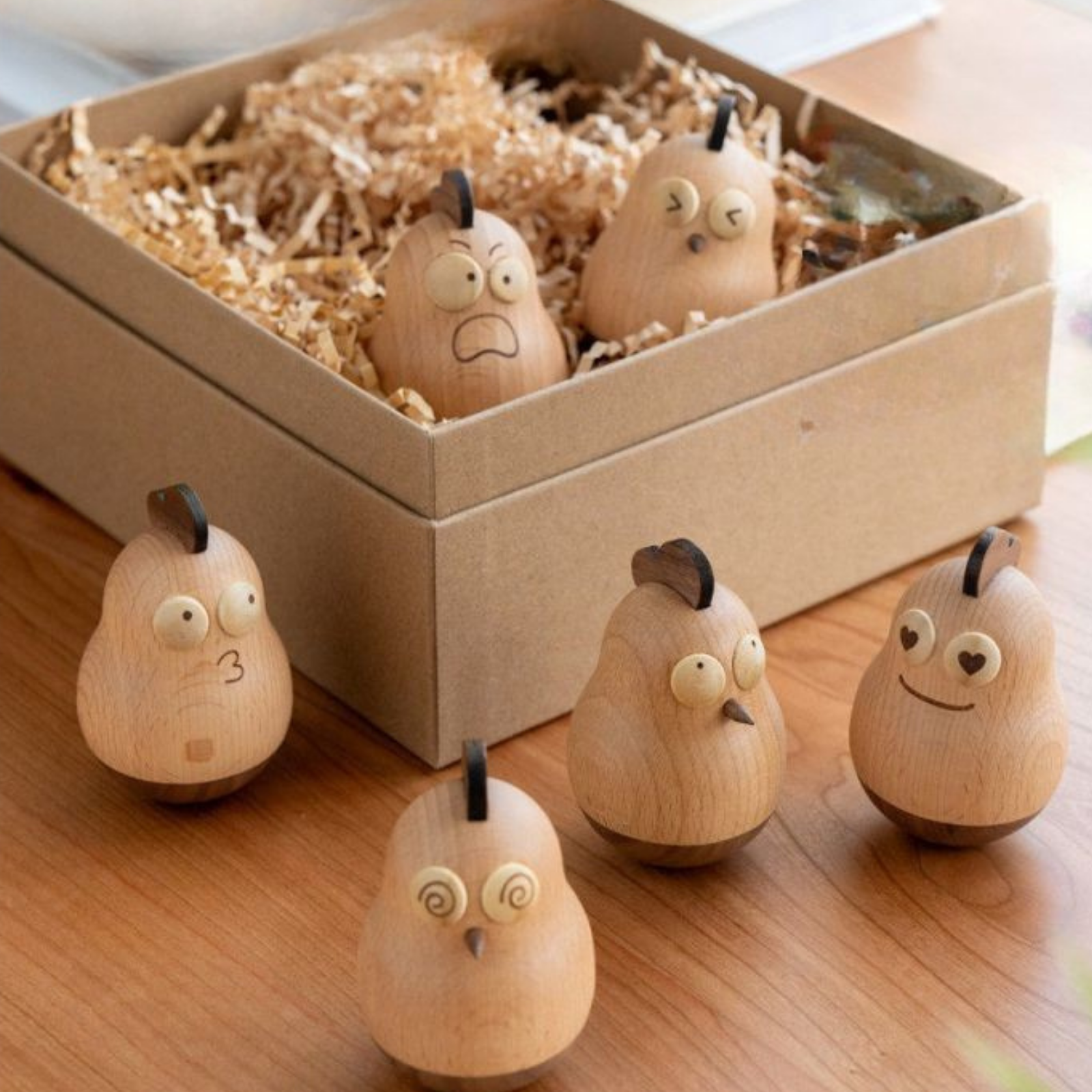 Beech, Black Walnut Solid Wood Tumbler Desk Ornament with Simple Creative Design