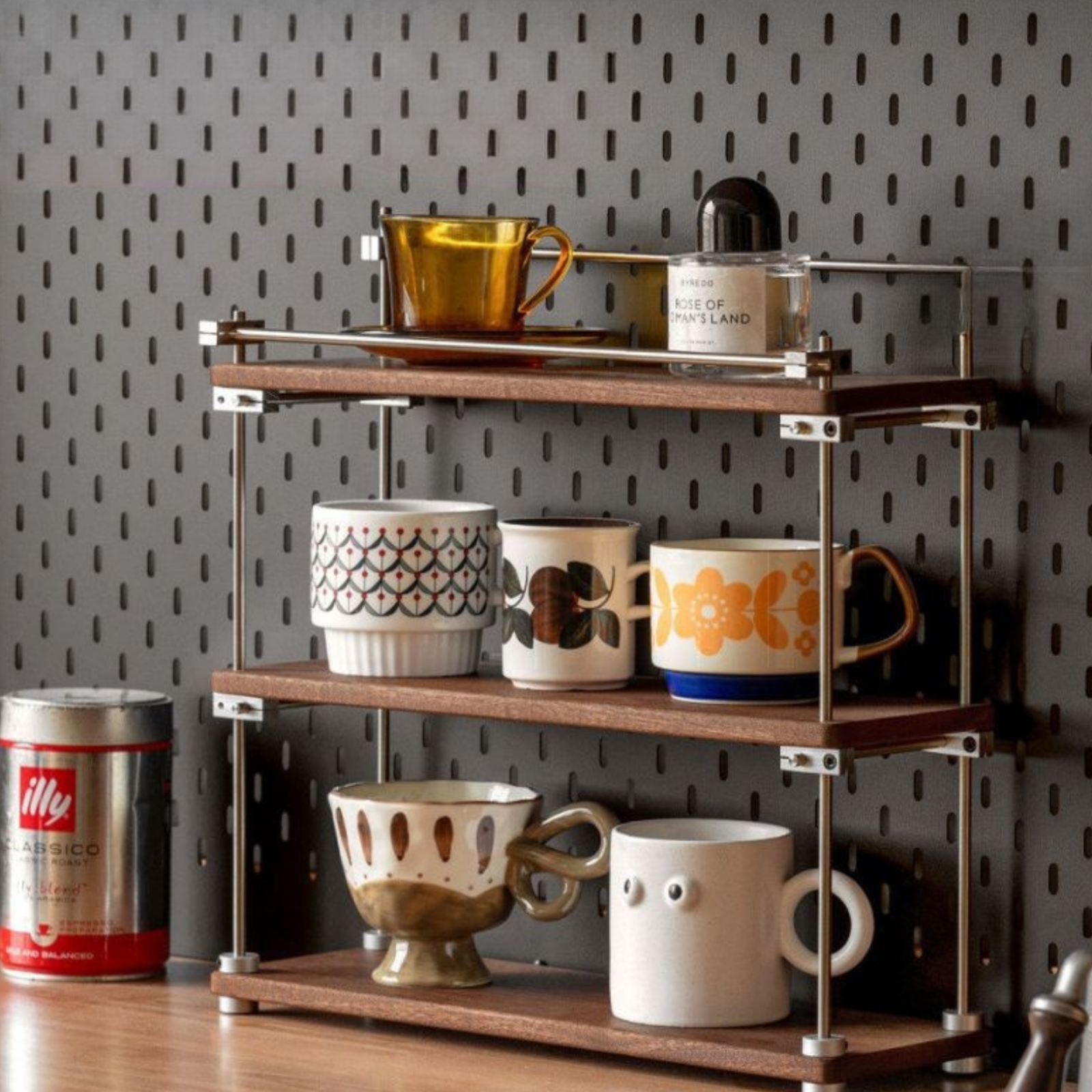 Sapele Solid Wood Multi Layer Storage Rack Antique Style