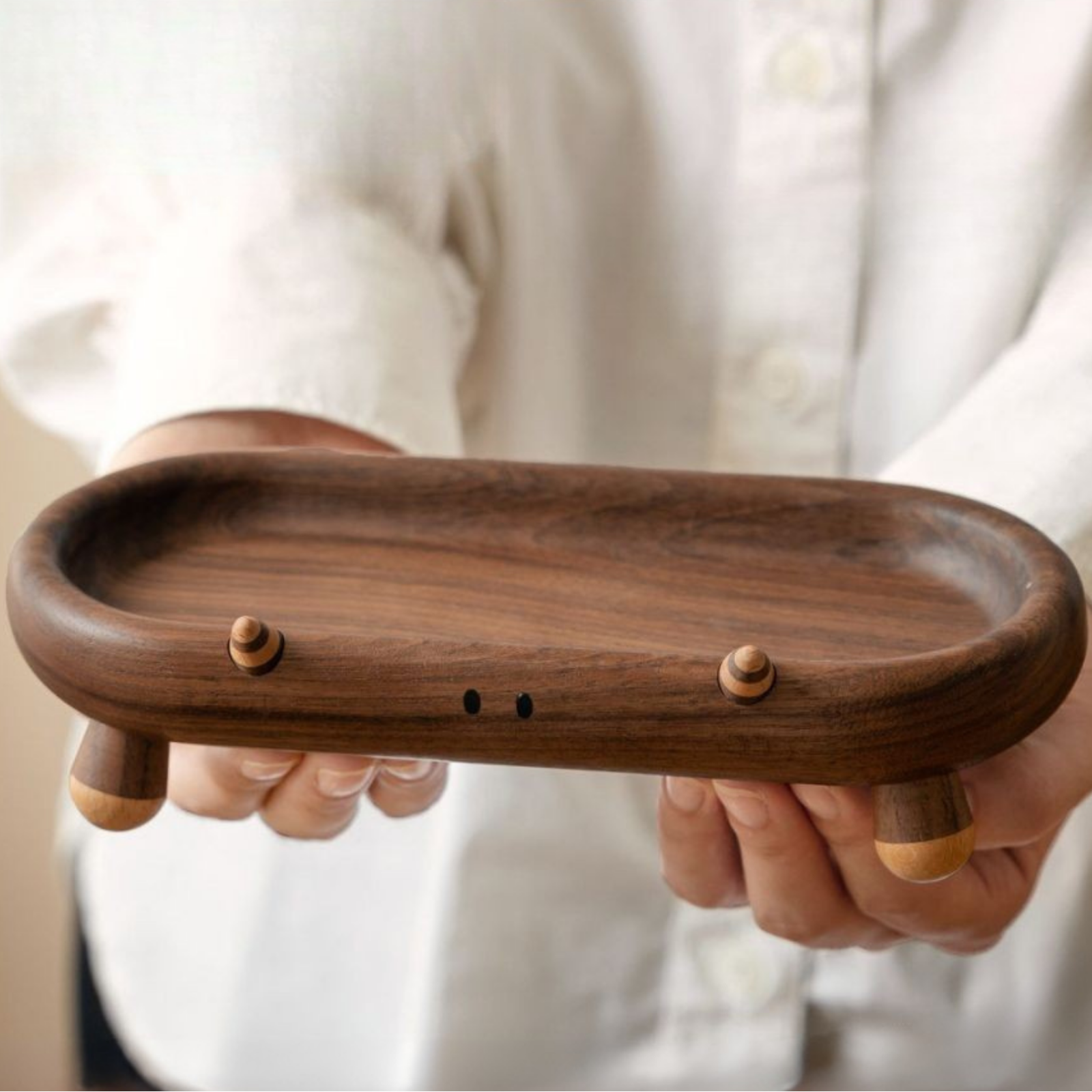 Black Walnut Solid Wood Tray for Snacks, Desserts, and Jewelry Storage