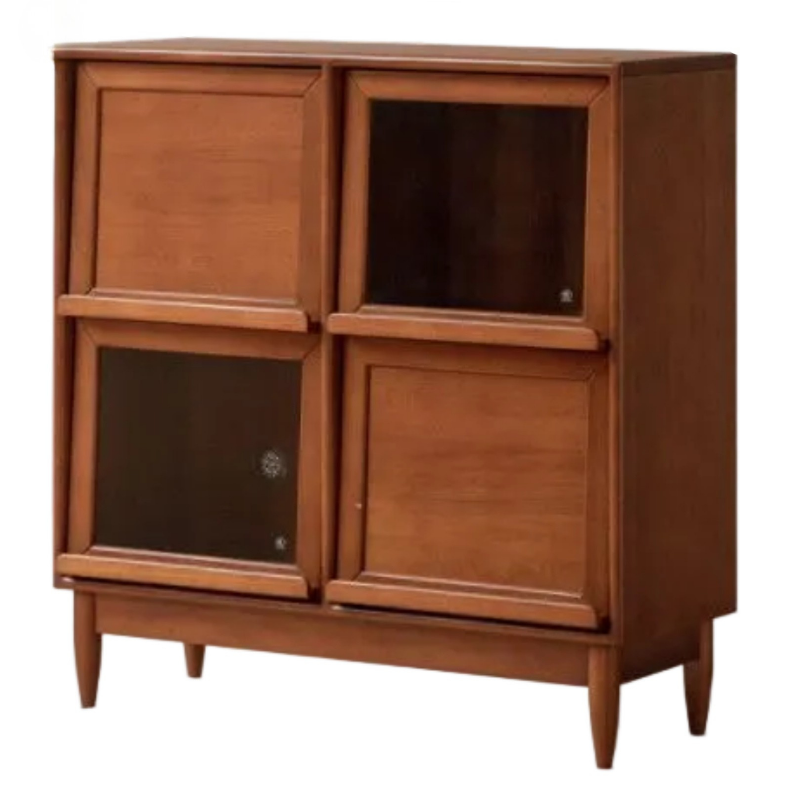 Poplar Solid Wood Storage Bookcase with Retro Style Cabinet