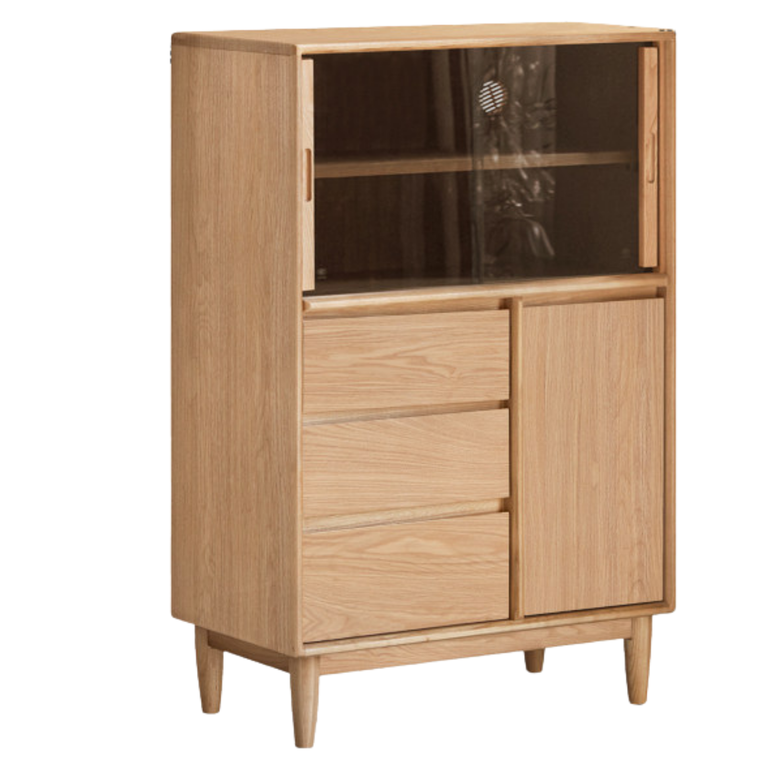 Ash Solid Wood Modern Minimalist Side Cabinet with Light
