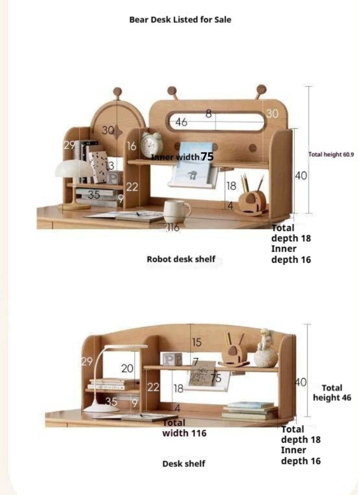Beech Solid Wood Lifting Kids Desk Combination