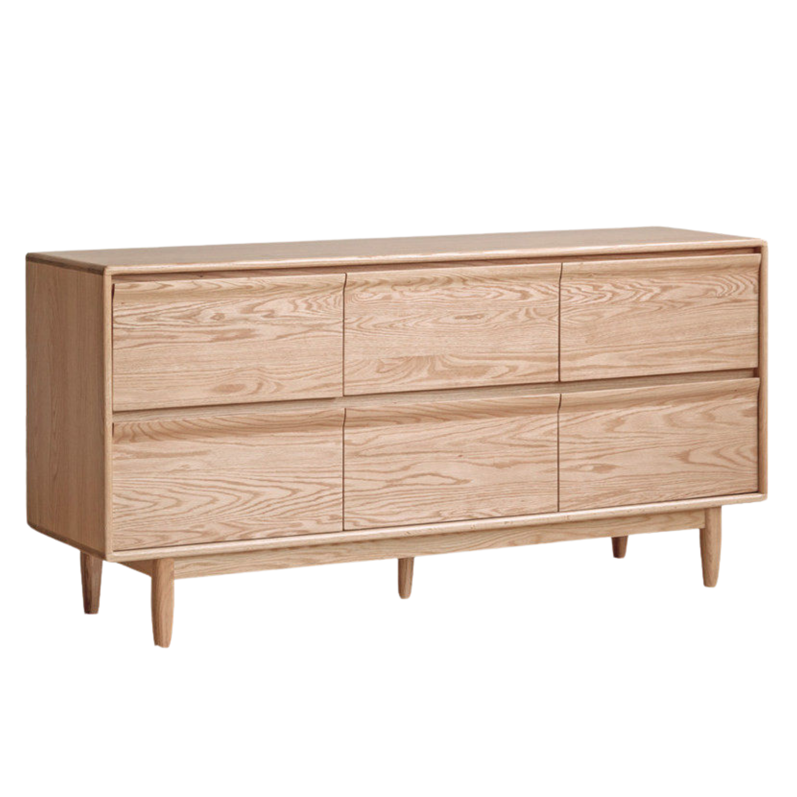 Ash Solid Wood Log Style Six Drawers Cabinet