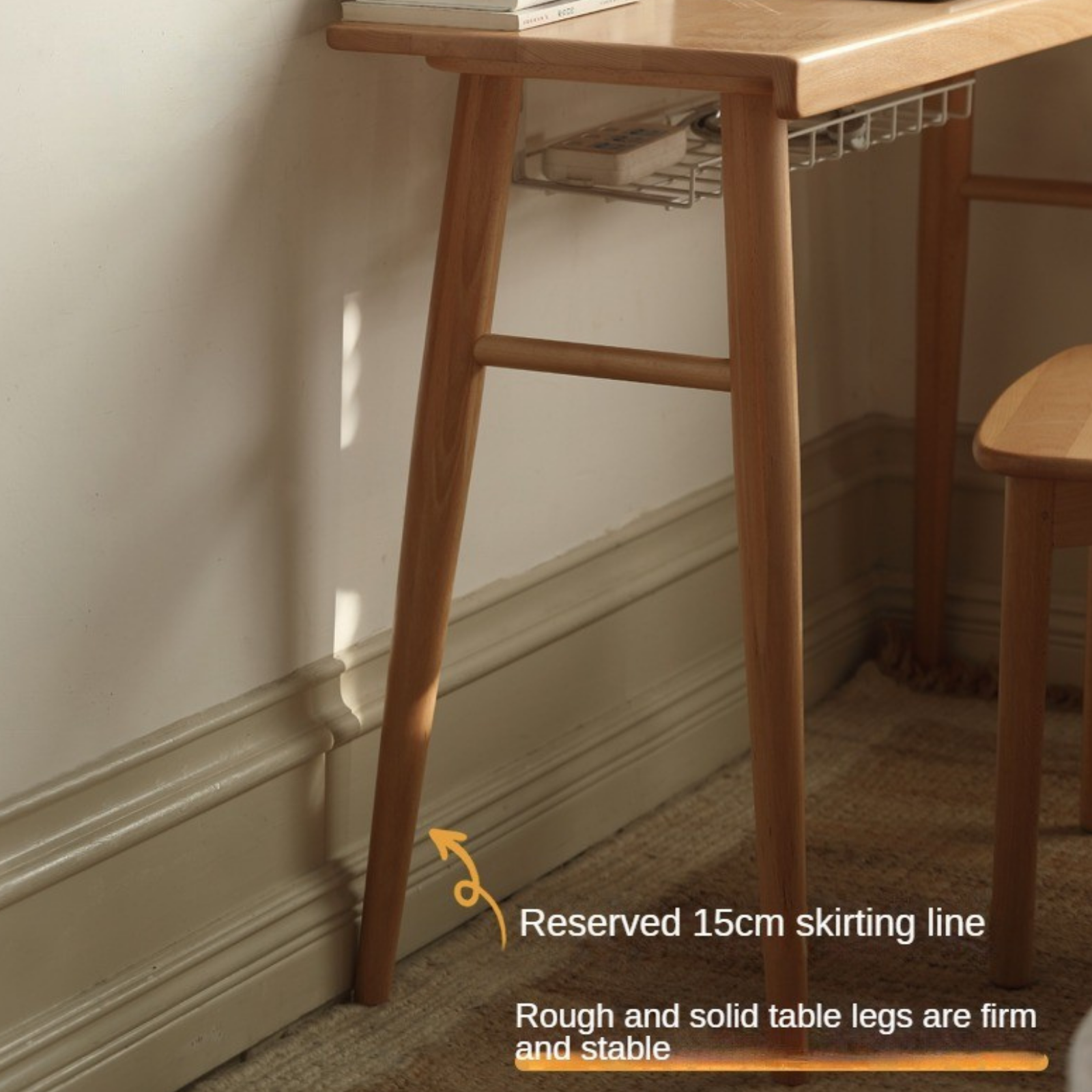 Beech Solid Wood Office Desk Storage Rack Integrated