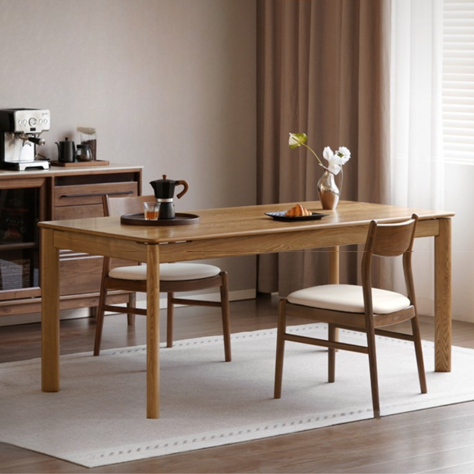Ash Solid Wood Modern Minimalist Long Dining Table