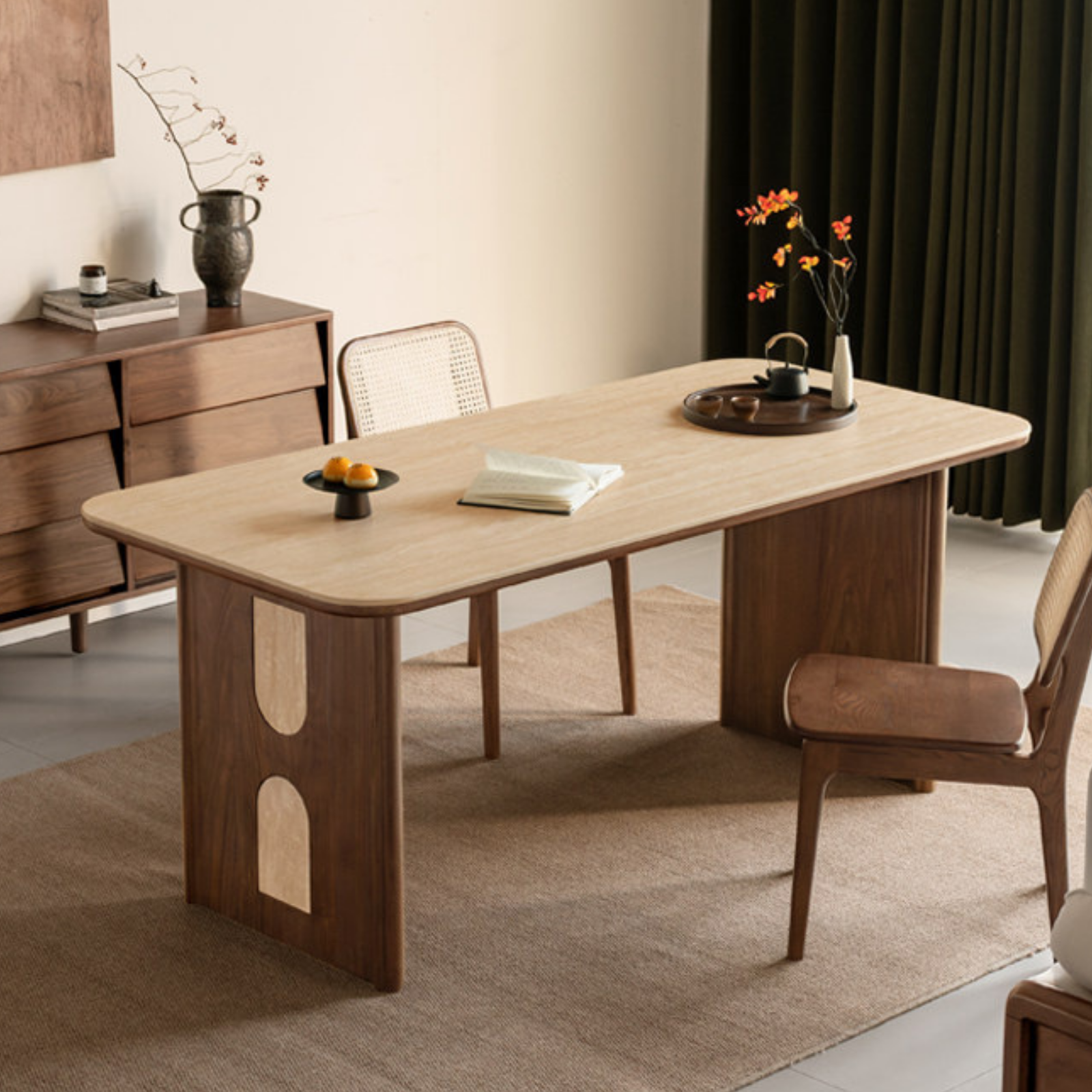 Black Walnut Solid Wood Vintage Style Slab Dining Table