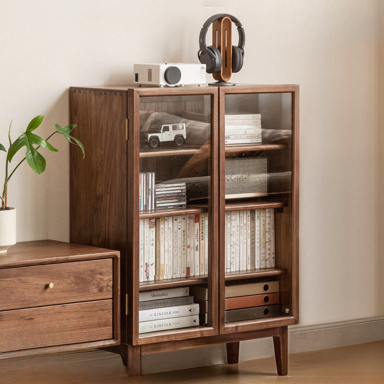 Black Walnut, Ash Solid Wood Dining Sideboard.