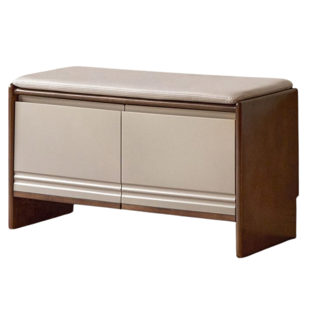 Solid RubberWood Shoe Storage Bench with Doors and Cushioned Top