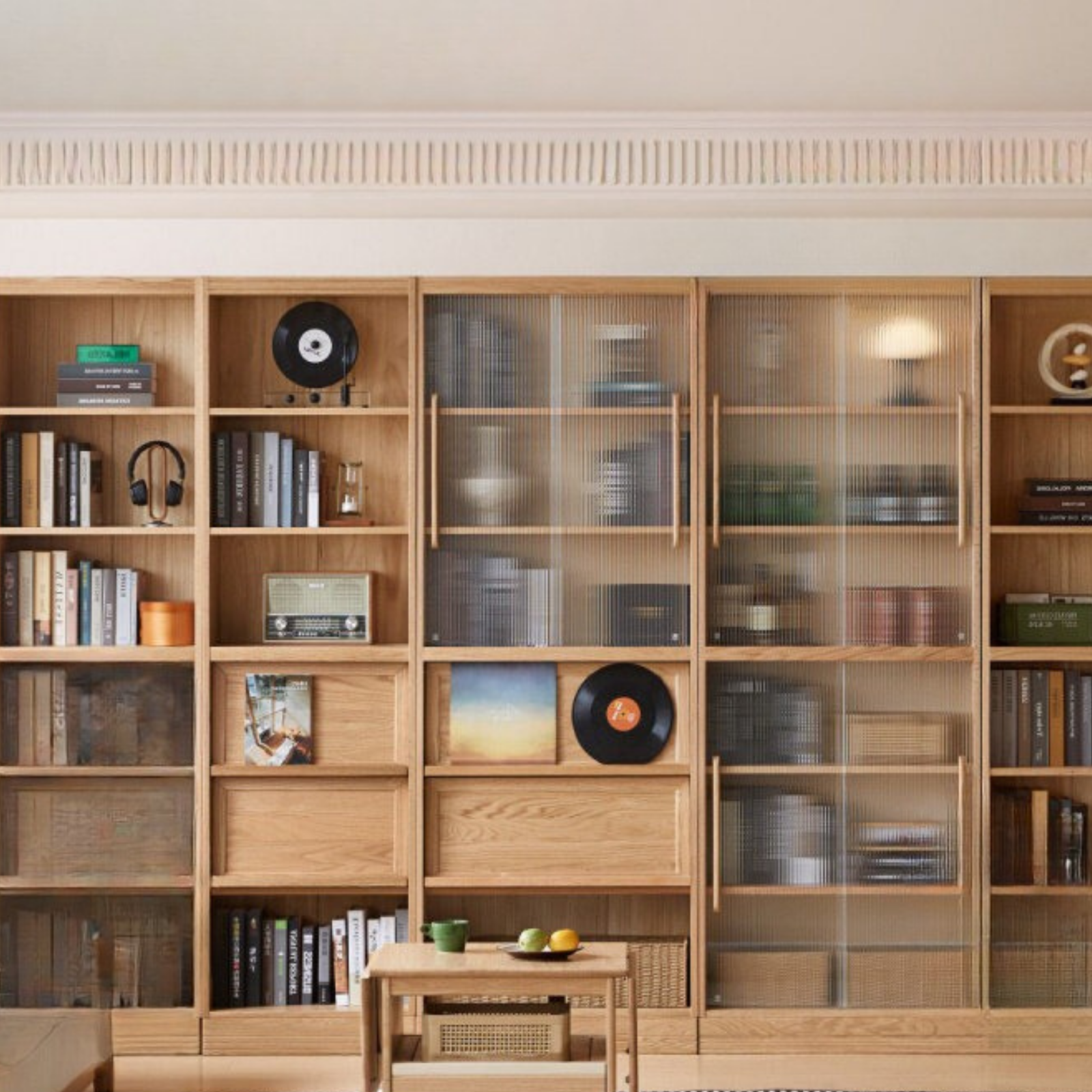 Ash, Oak, Cherry Solid Wood Bookshelf Integrated Wall-Mounted Minimalist