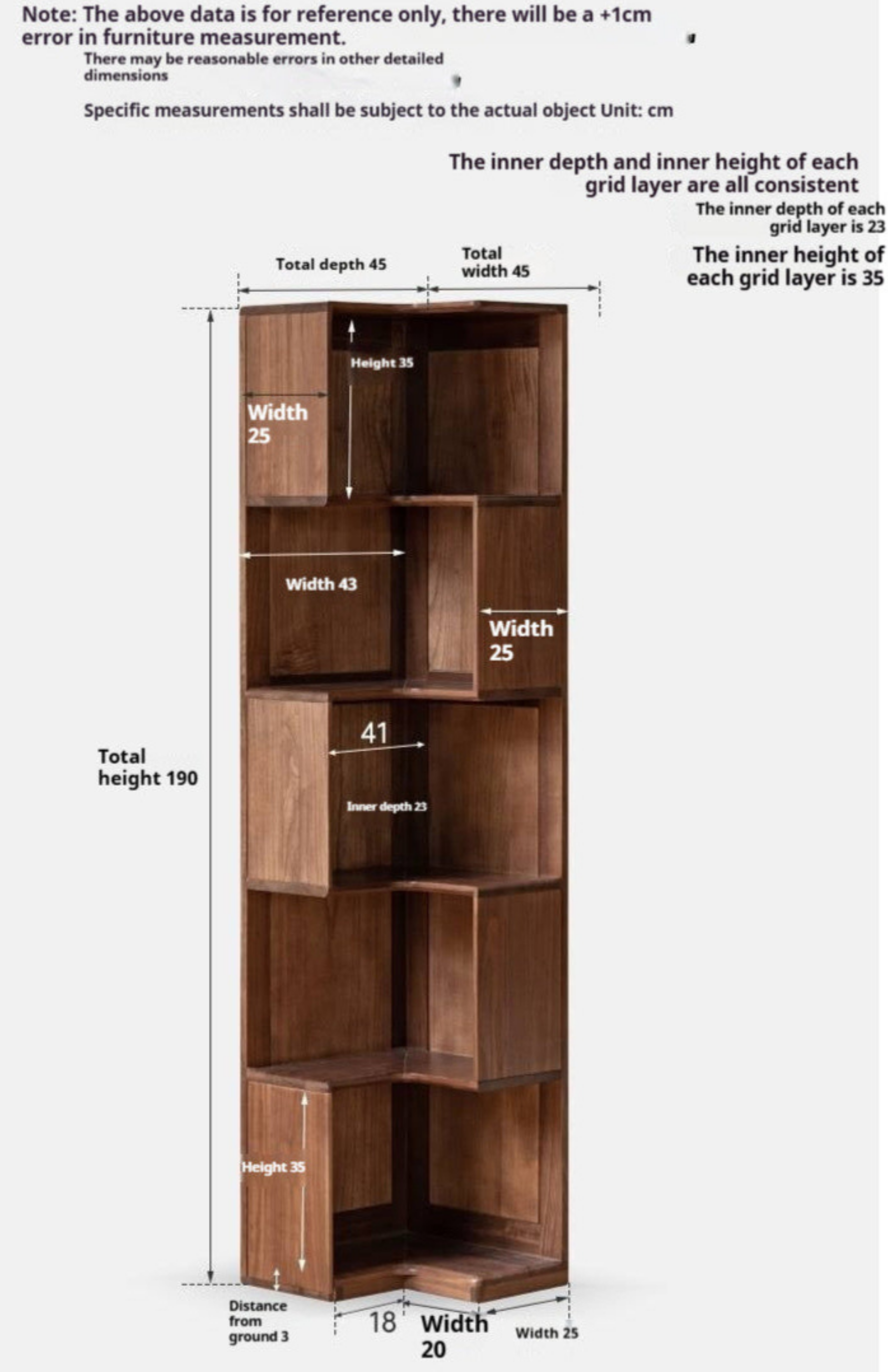 Black Walnut Solid Wood Corner Storage Cabinet