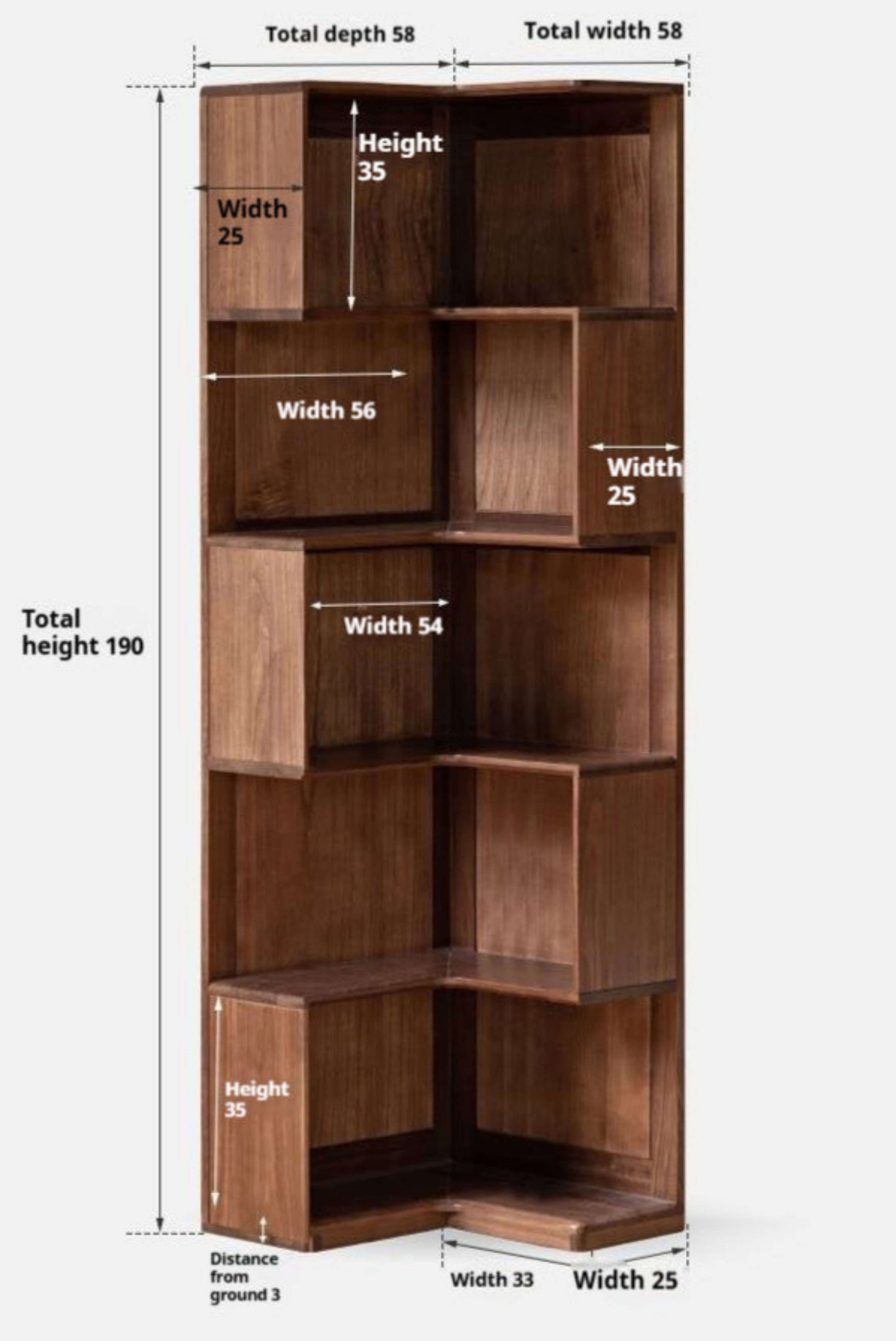 Black Walnut Solid Wood Corner Storage Cabinet