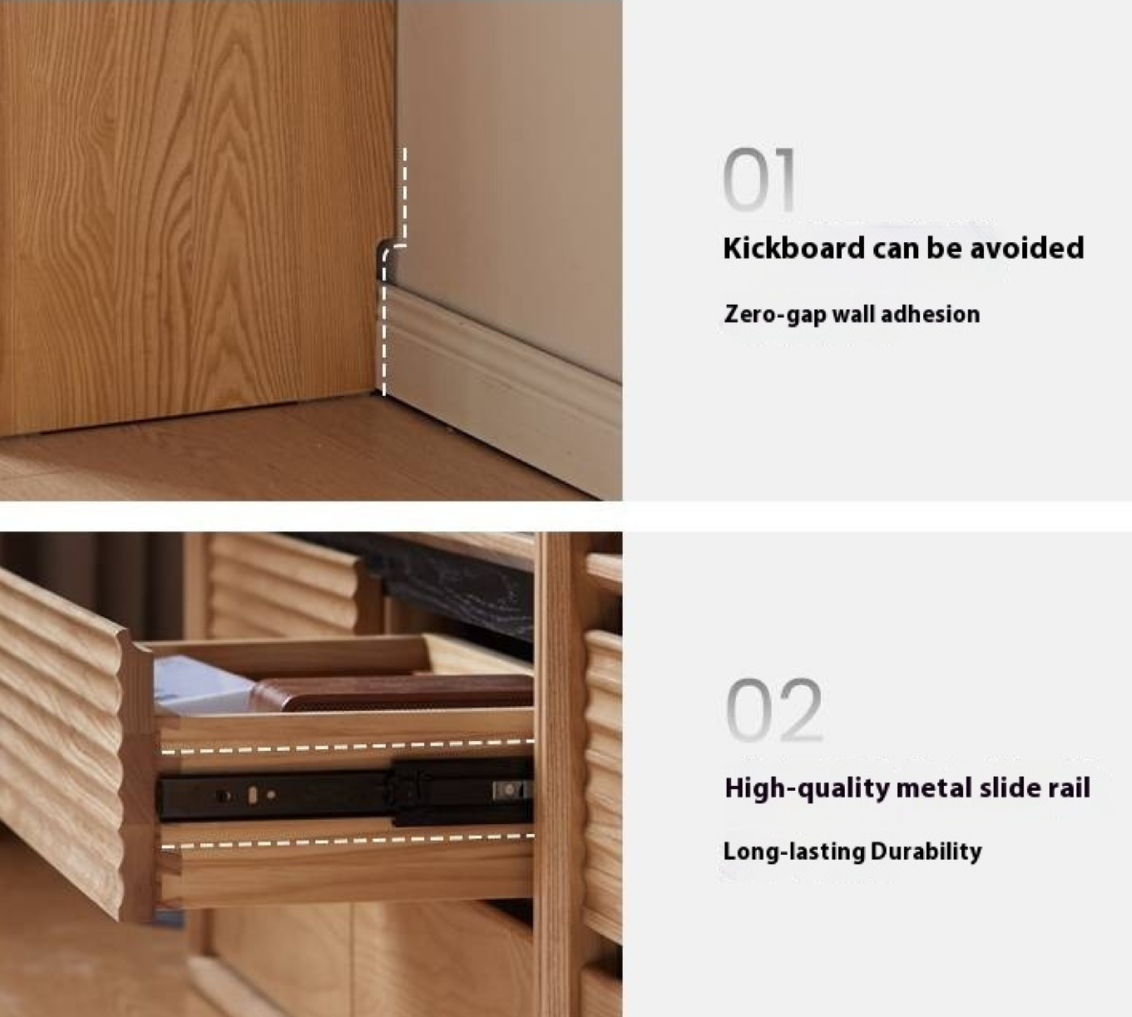 Ash Solid Wood Glass Storage Cabinet