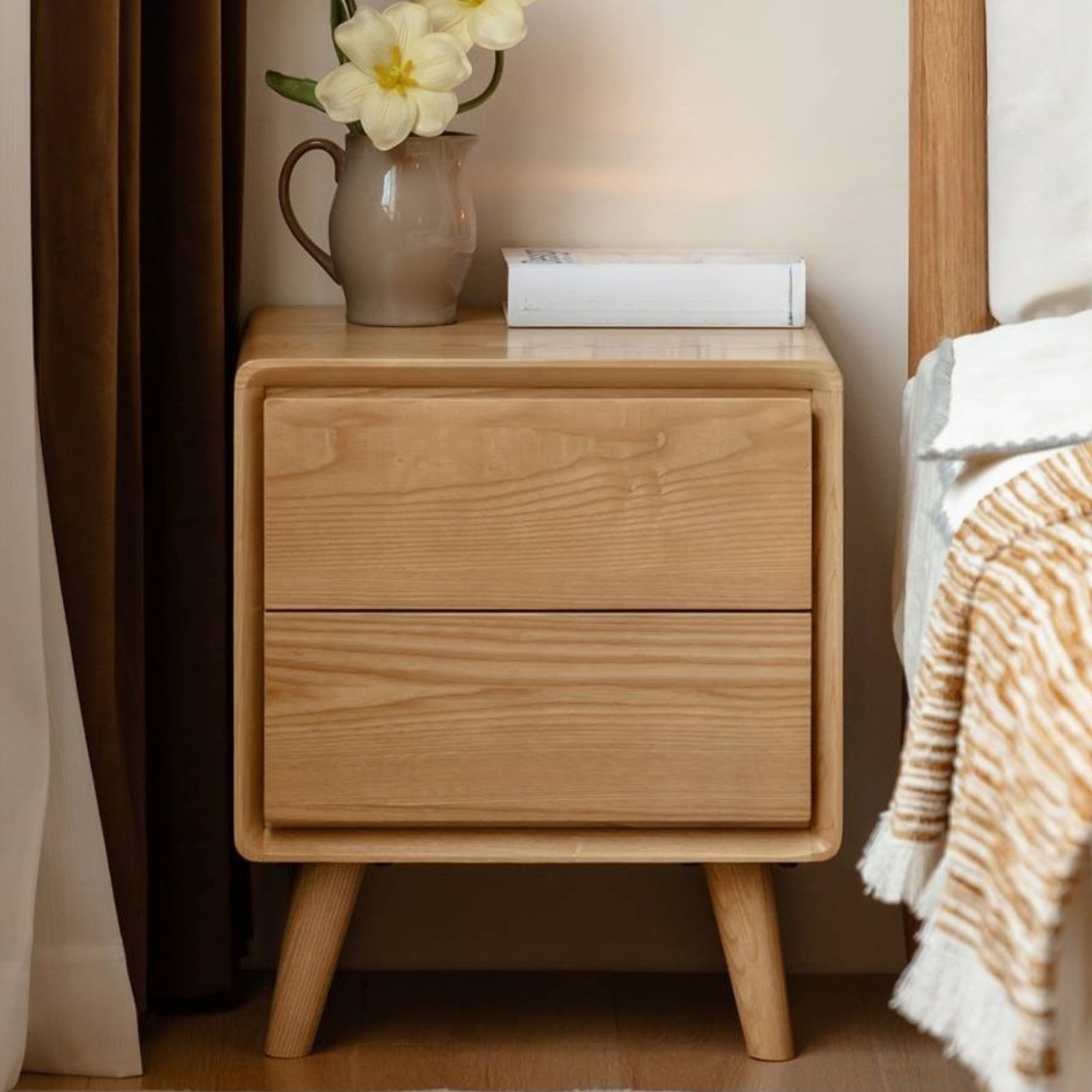 Ash, Oak Solid Wood Modern Nightshand