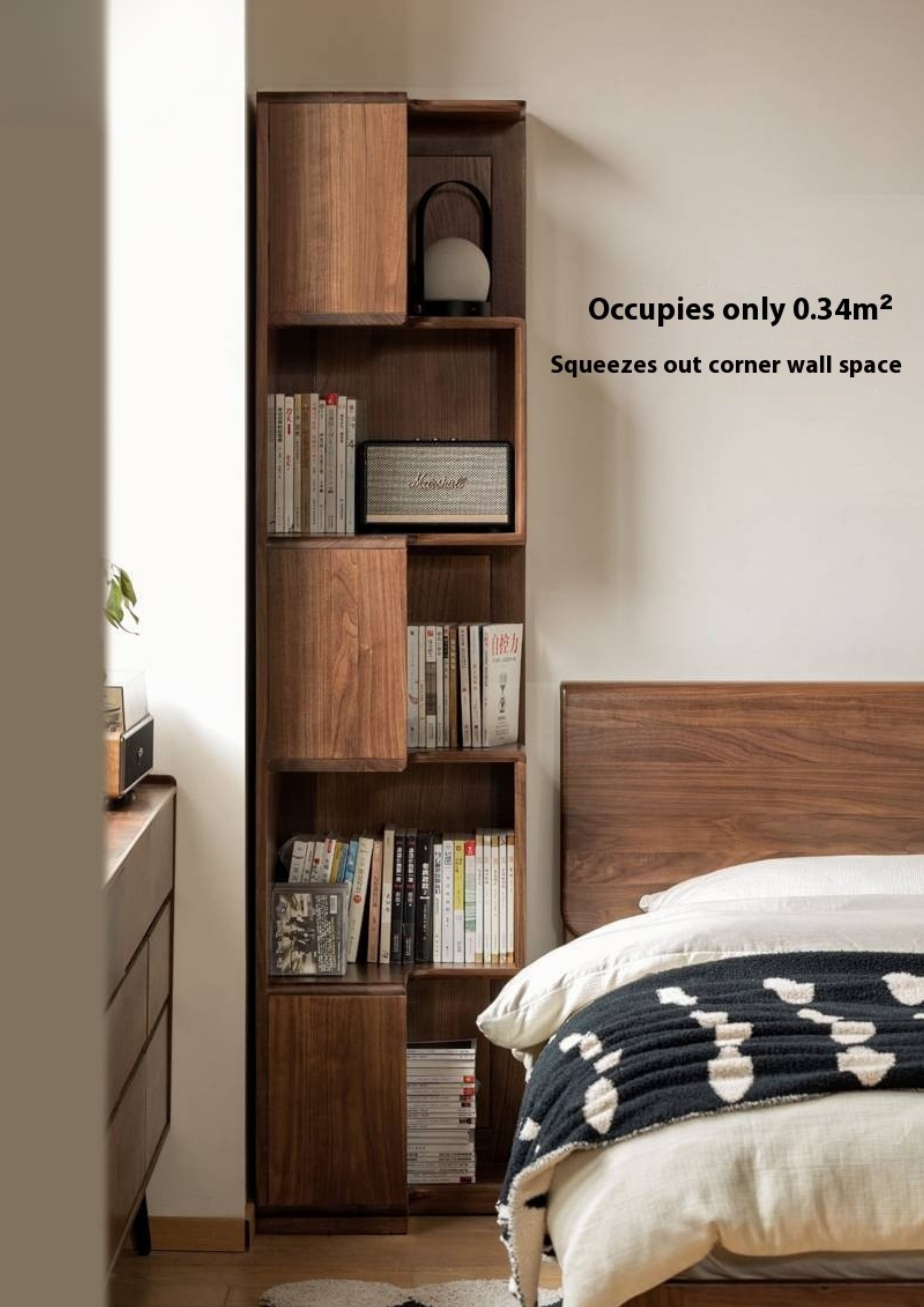 Black Walnut Solid Wood Corner Storage Cabinet