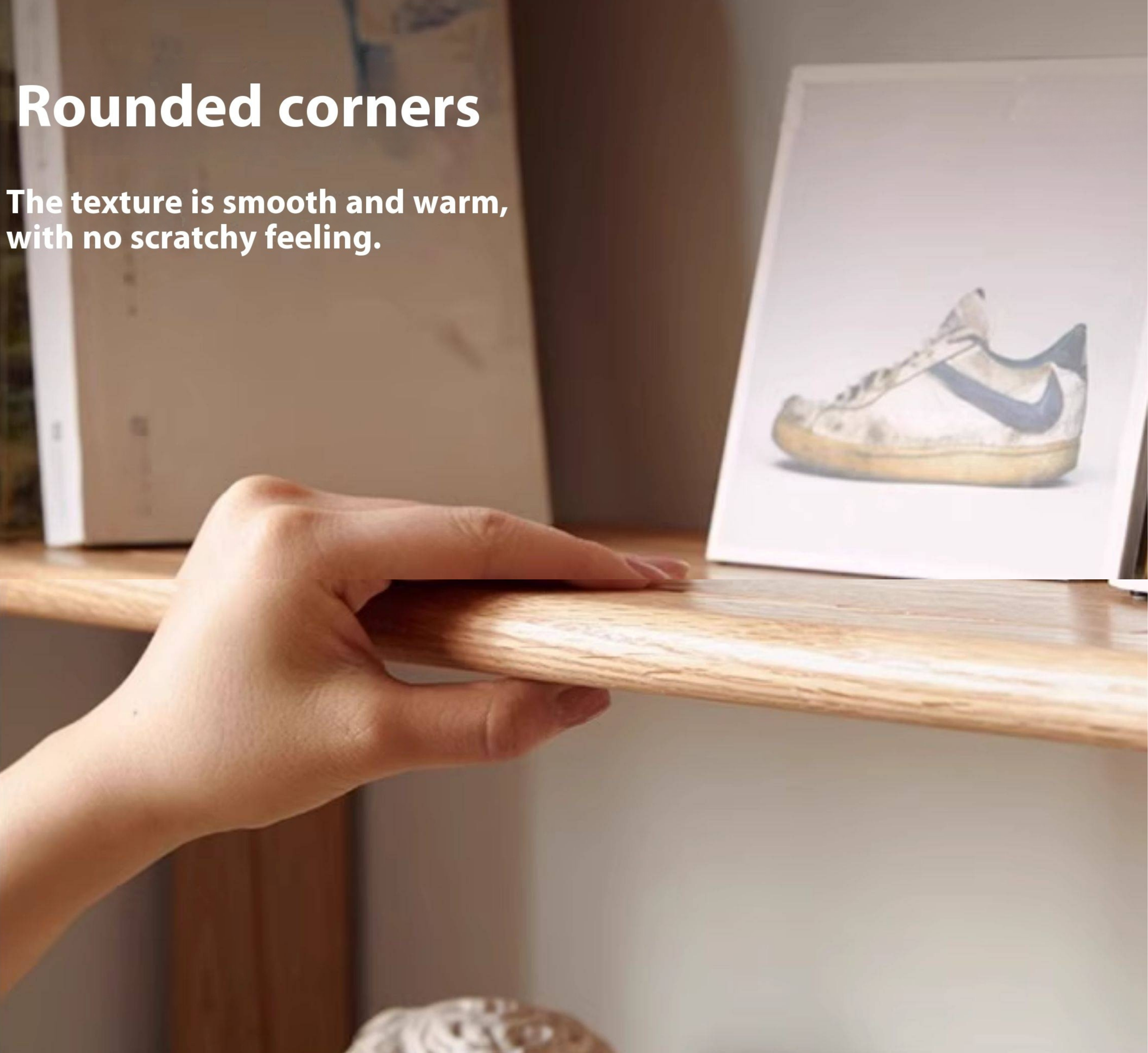 Oak, Solid RubberWood Solid Wood Ultra Thin Storage Rack