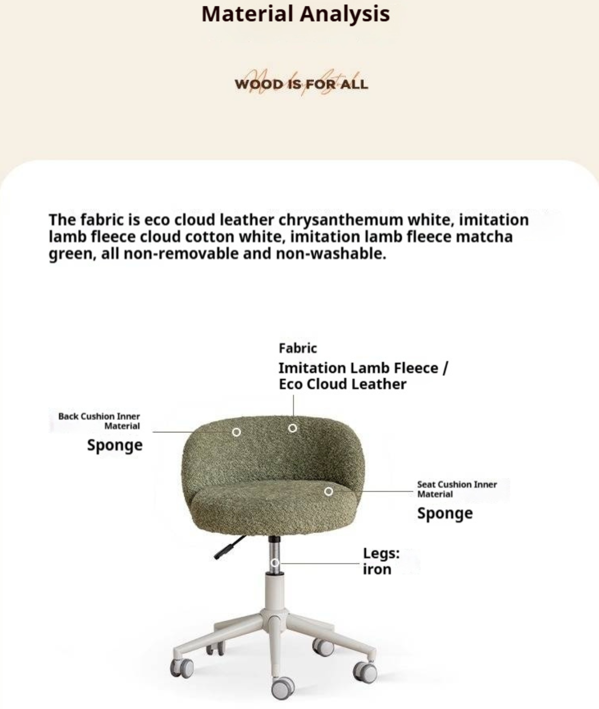 Height Adjustable Makeup Chair