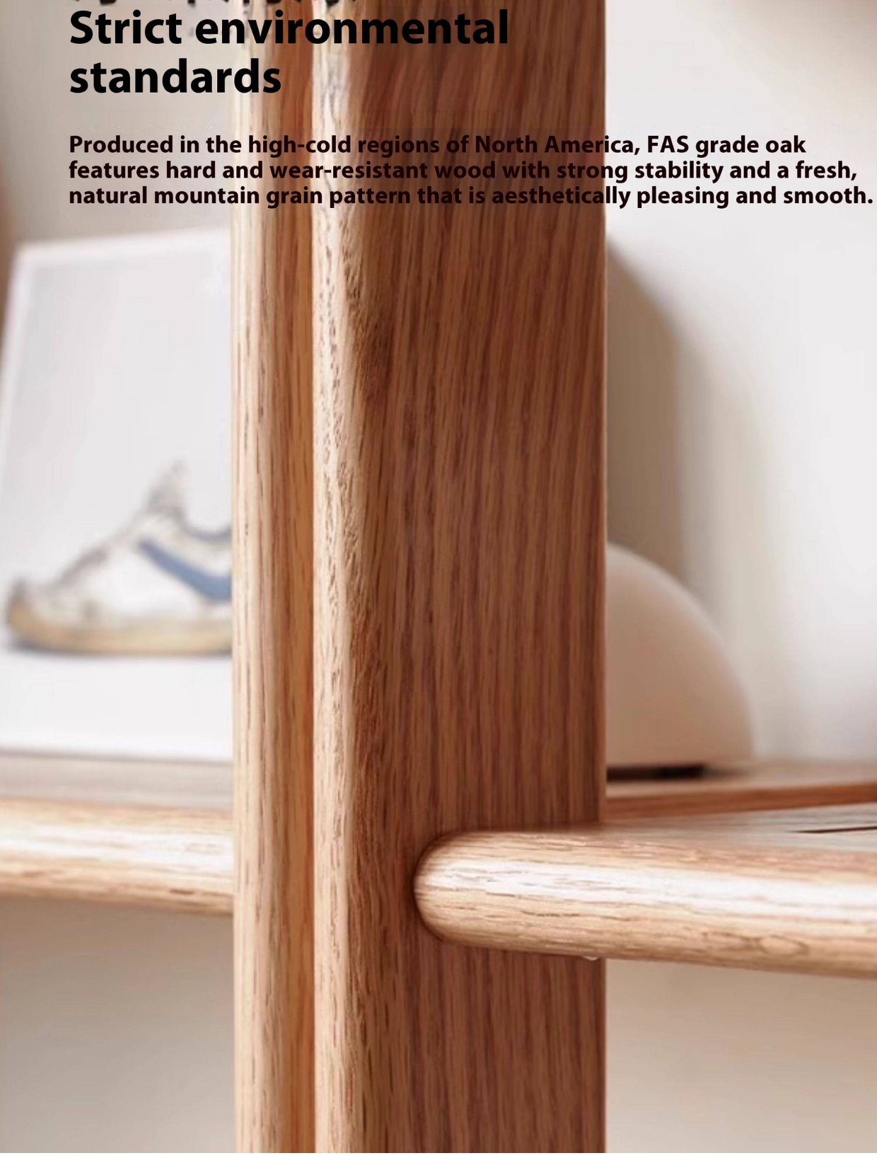 Oak, Solid RubberWood Solid Wood Ultra Thin Storage Rack