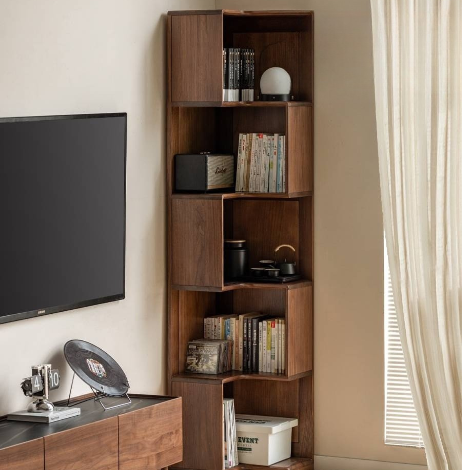 Black Walnut Solid Wood Corner Storage Cabinet