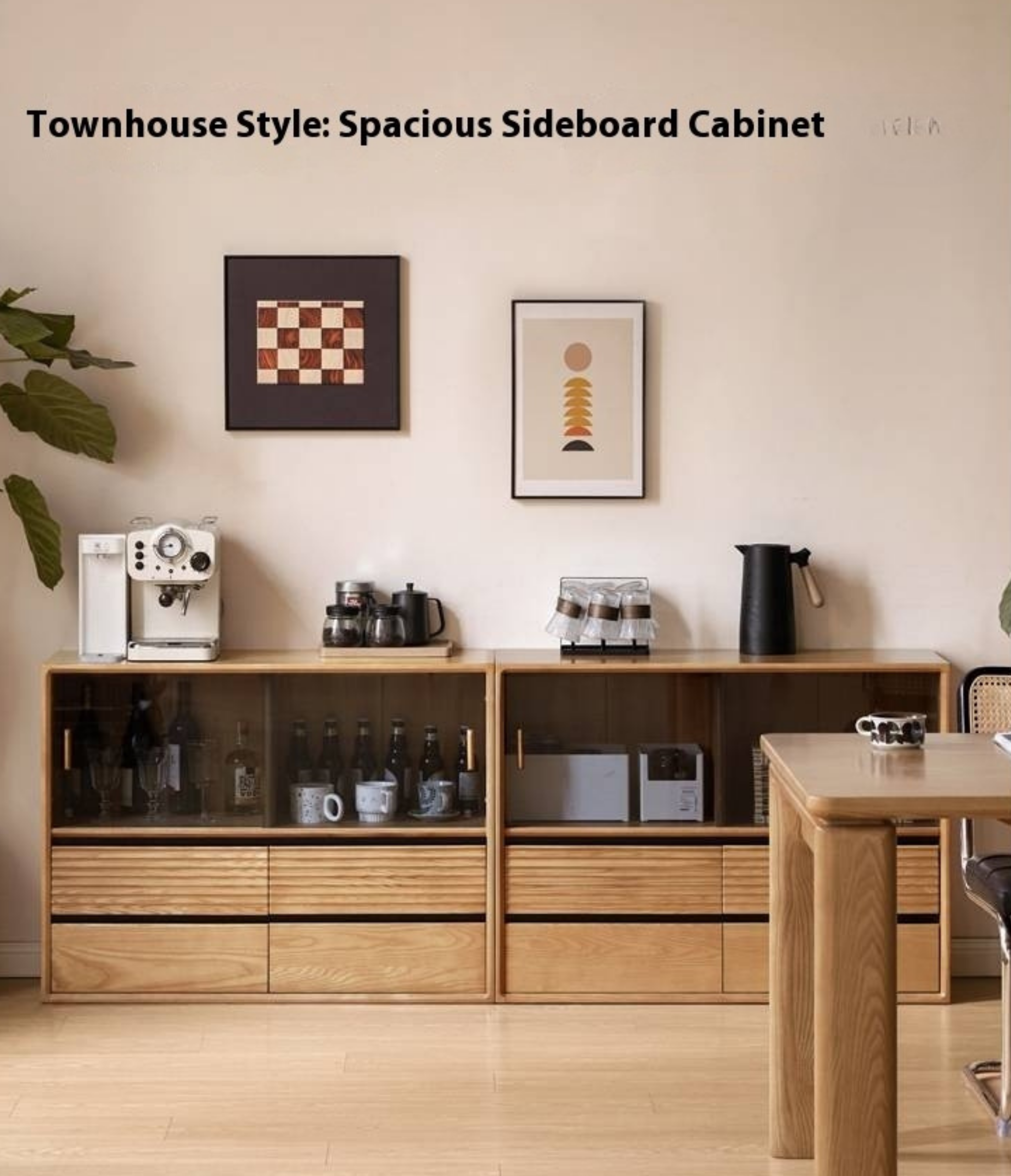 Ash Solid Wood Glass Storage Cabinet