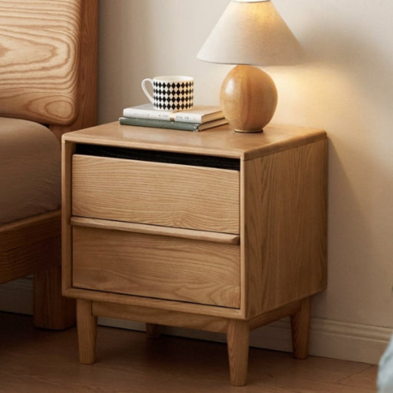 Ash Solid Wood Log Style Nightstand