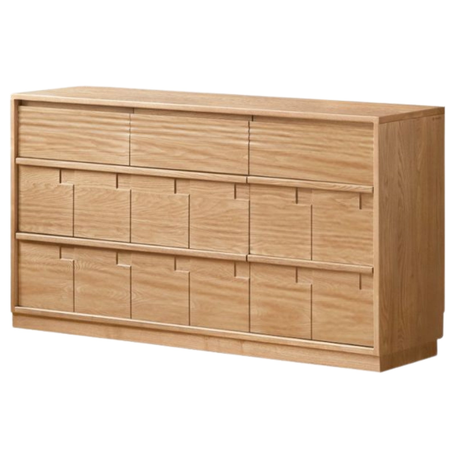 Oak Solid Wood Seven Bucket Drawer Cabinet