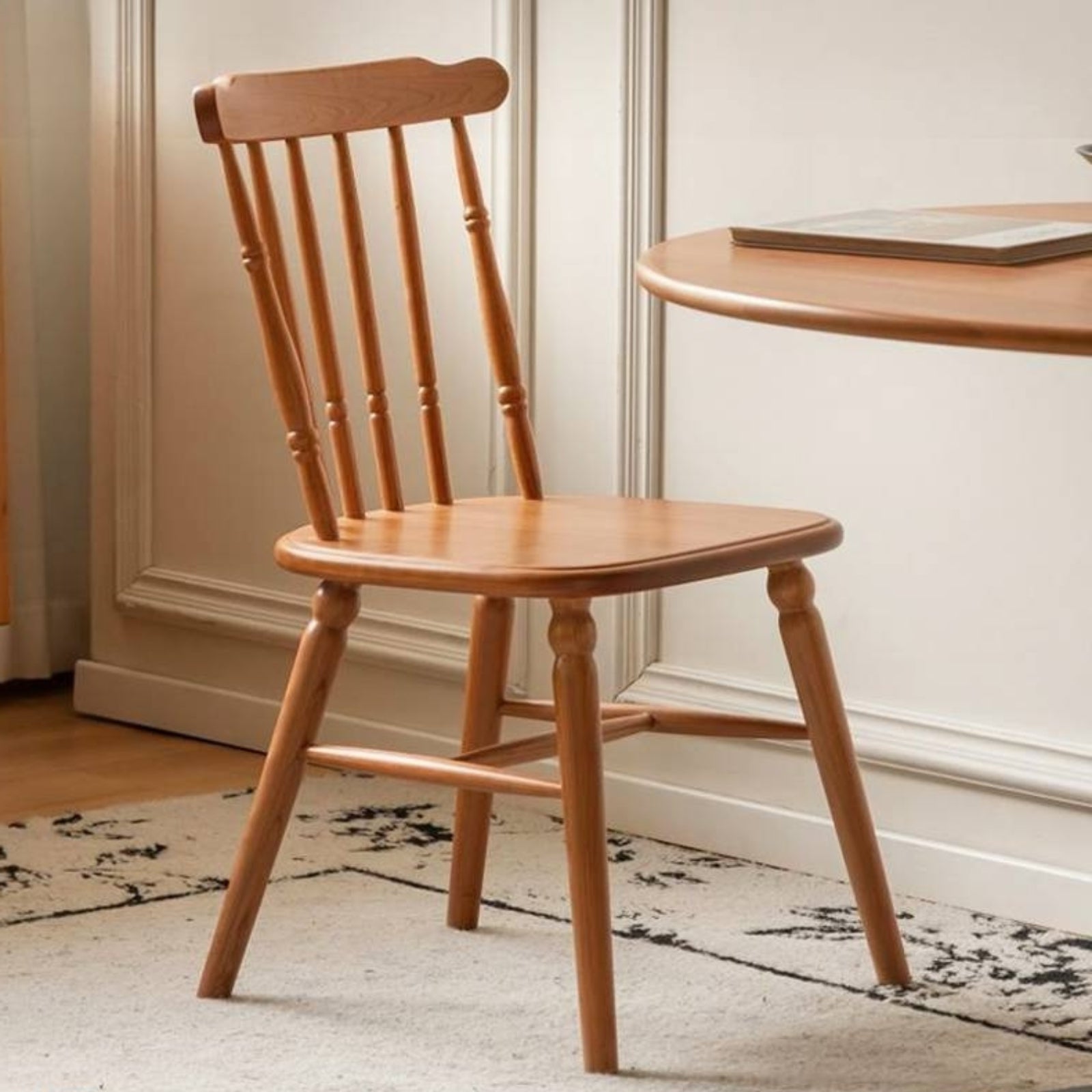 Set 4 pcs Cherry Solid Wood Retro Backrest Chair