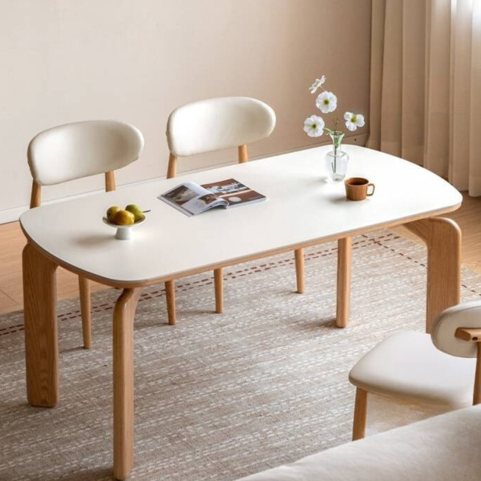 Oak Solid Wood Modern Rock Plate Dining Table